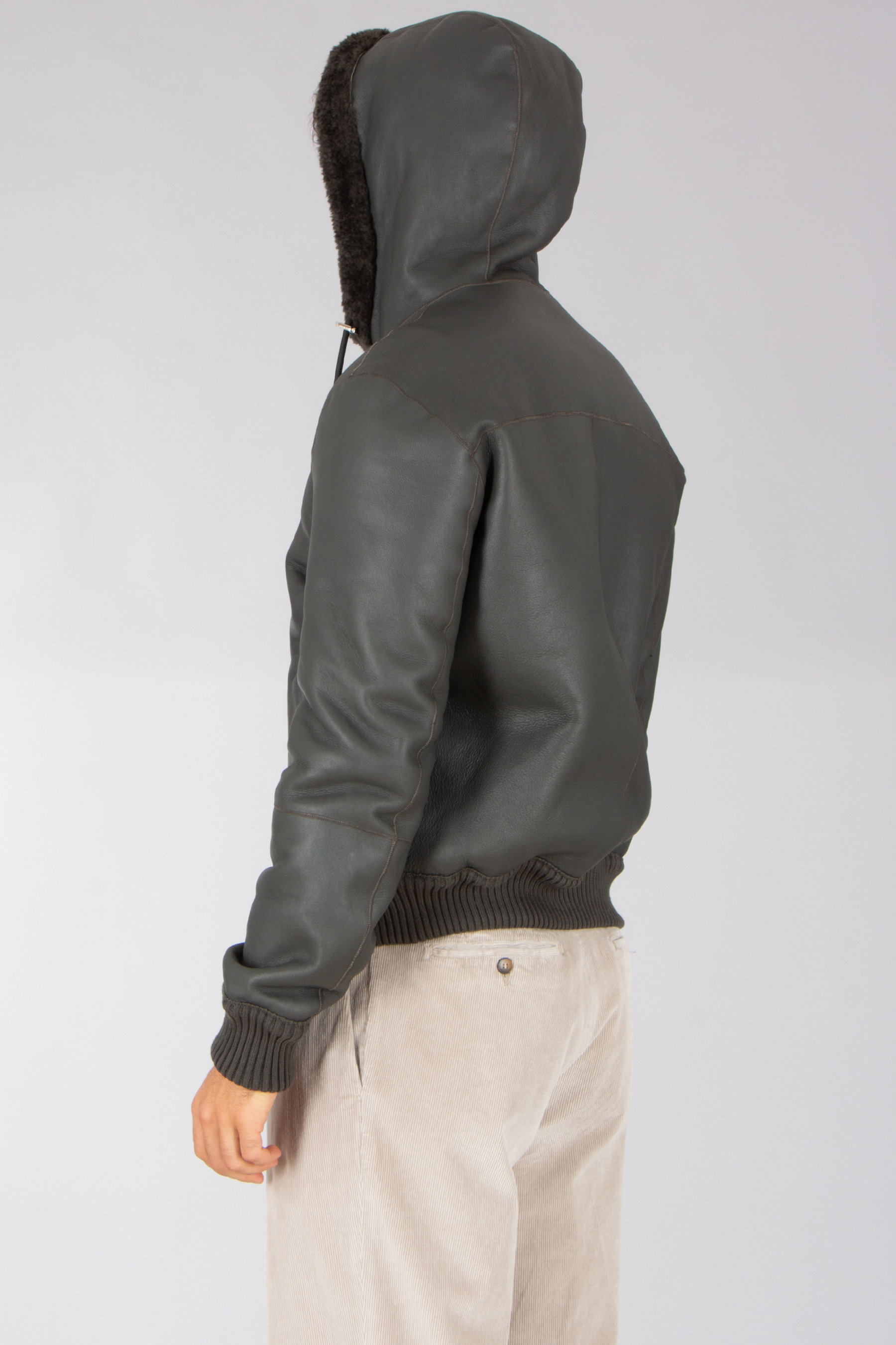 ARMA Regular Fit Reversible Shearling Nappa Leather Jacket Novel Bekleidung, Mantel, Jacke, Kapuze