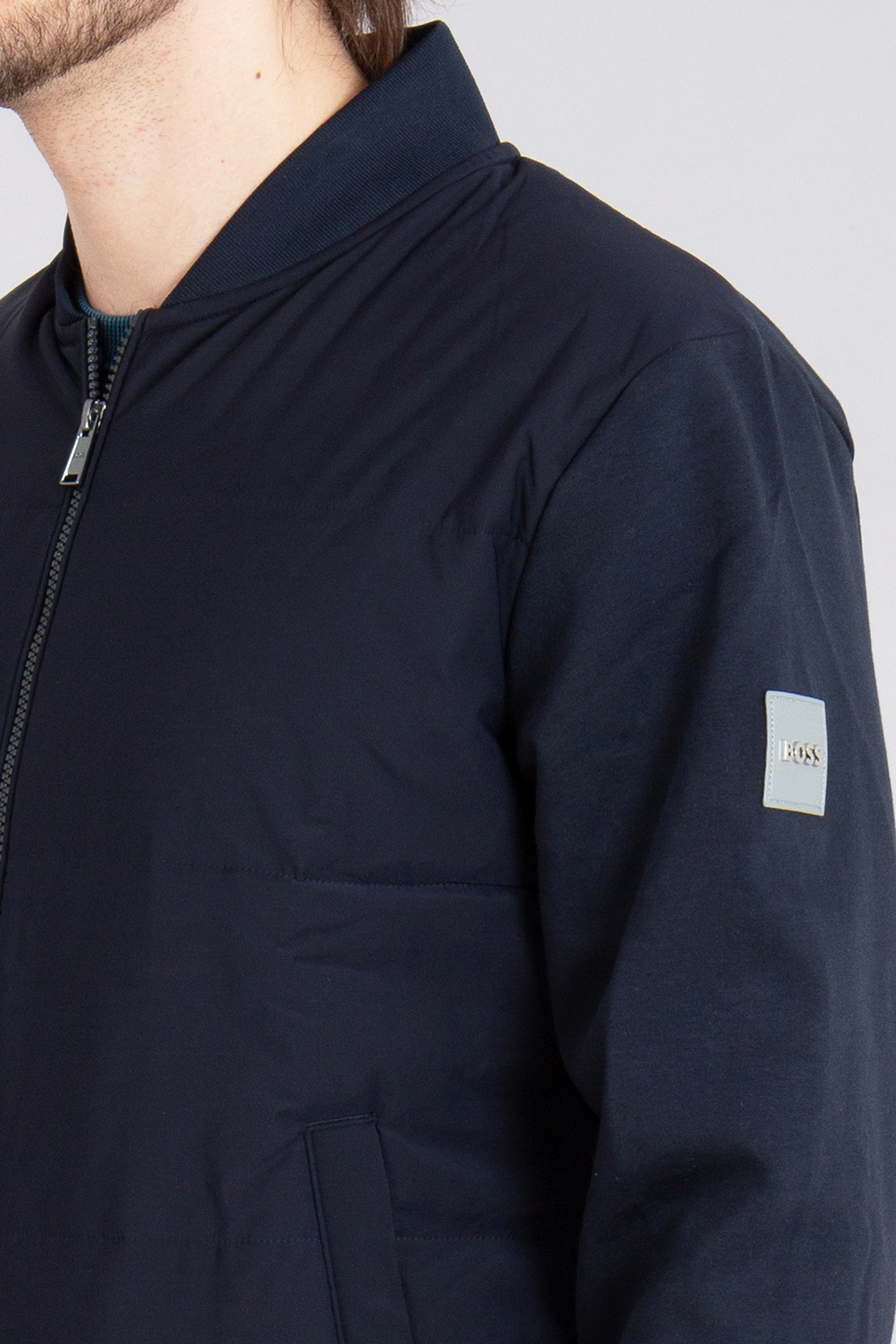 BOSS Padded Stretch Fabric & Mercerised Cotton Blend Hybrid Jacket H-Skiles BOSS Padded Stretch Fabric & Mercerised Cotton Blend Hybrid Jacket H-Skiles