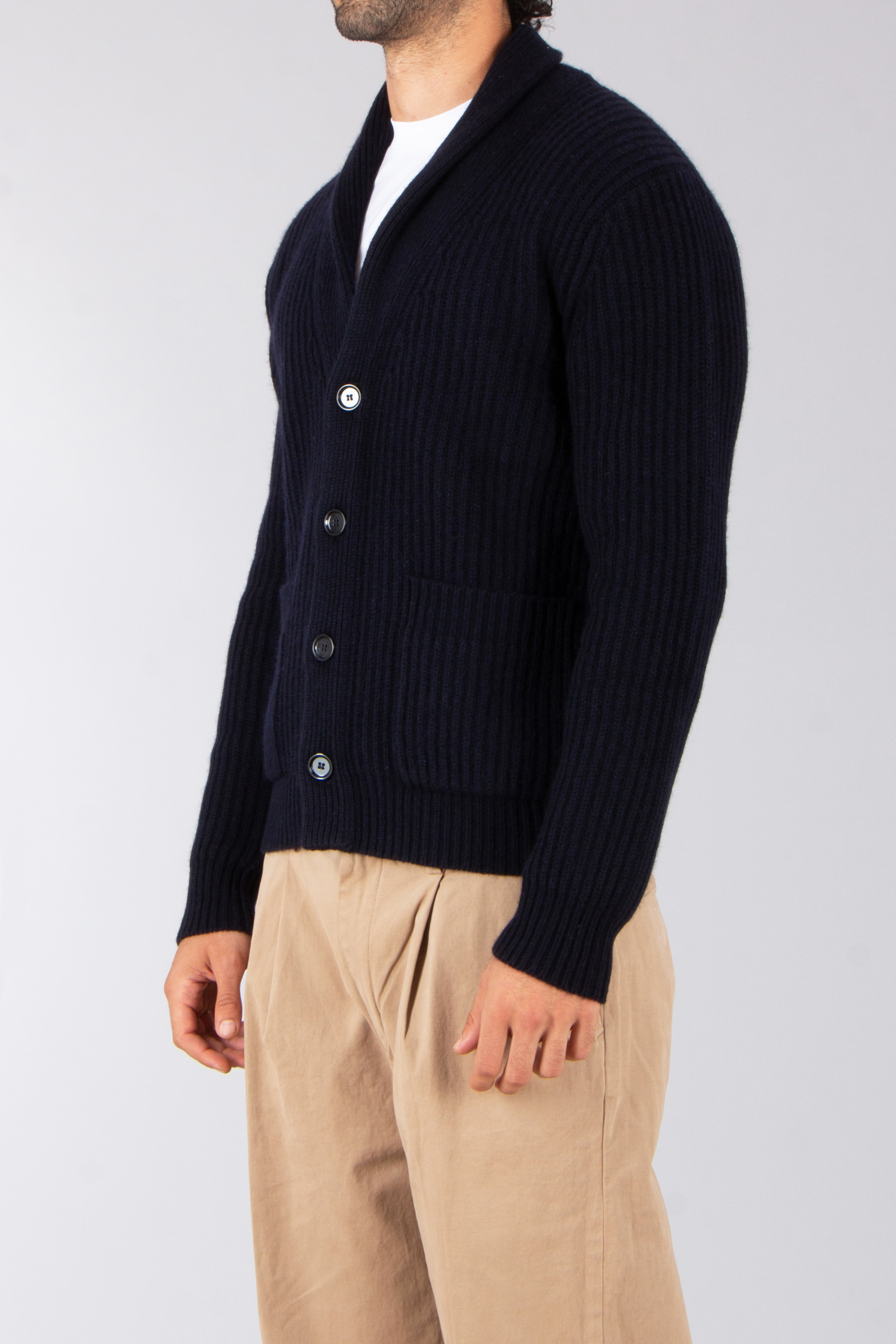 ALLUDE Regular Fit Ribbend Virgin Wool-Cashmere Blend Cardigan Bekleidung, Strickwaren, Pullover, Strickjacke