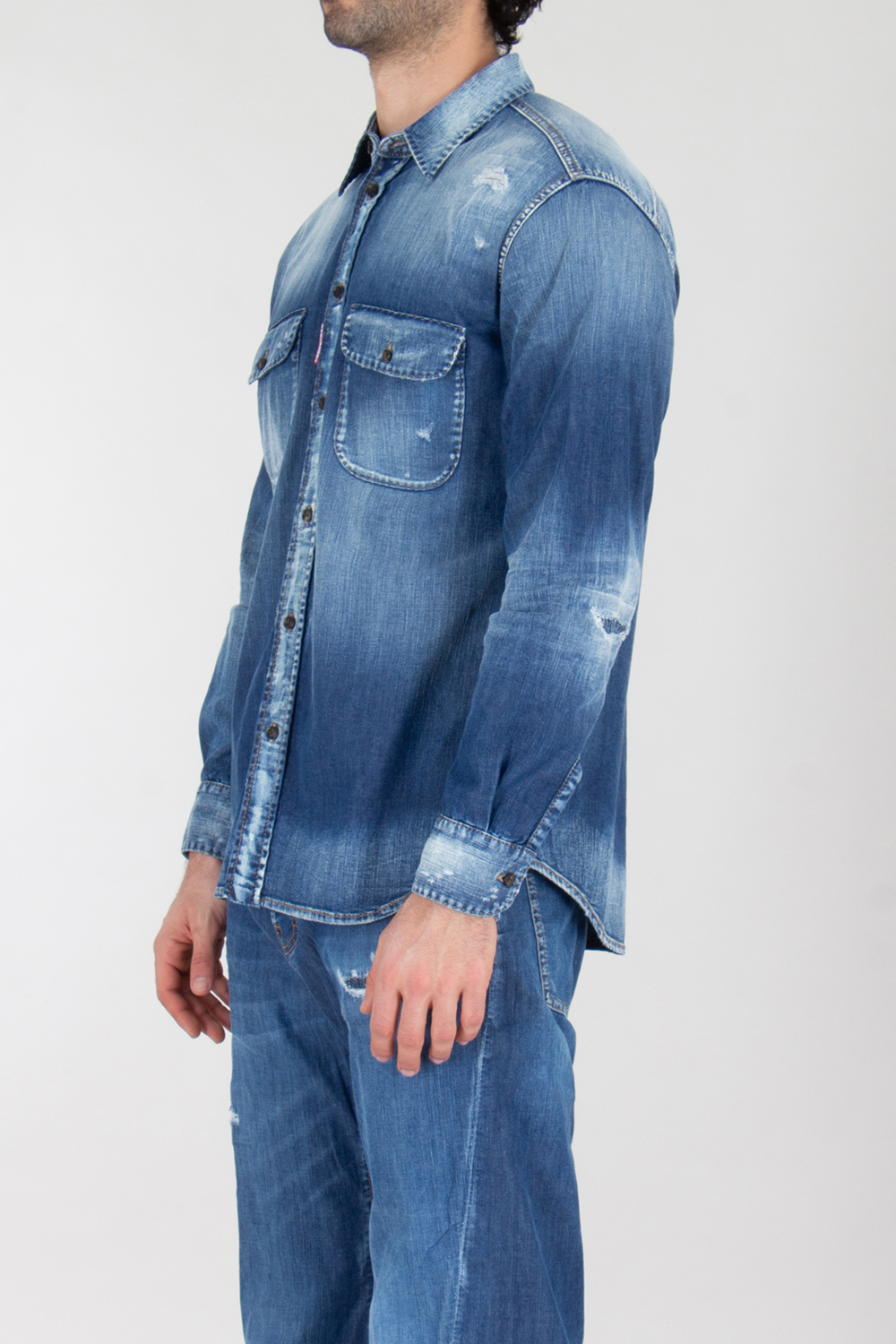 DSQUARED2 Distressed Denim Shirt Canadian Vintage