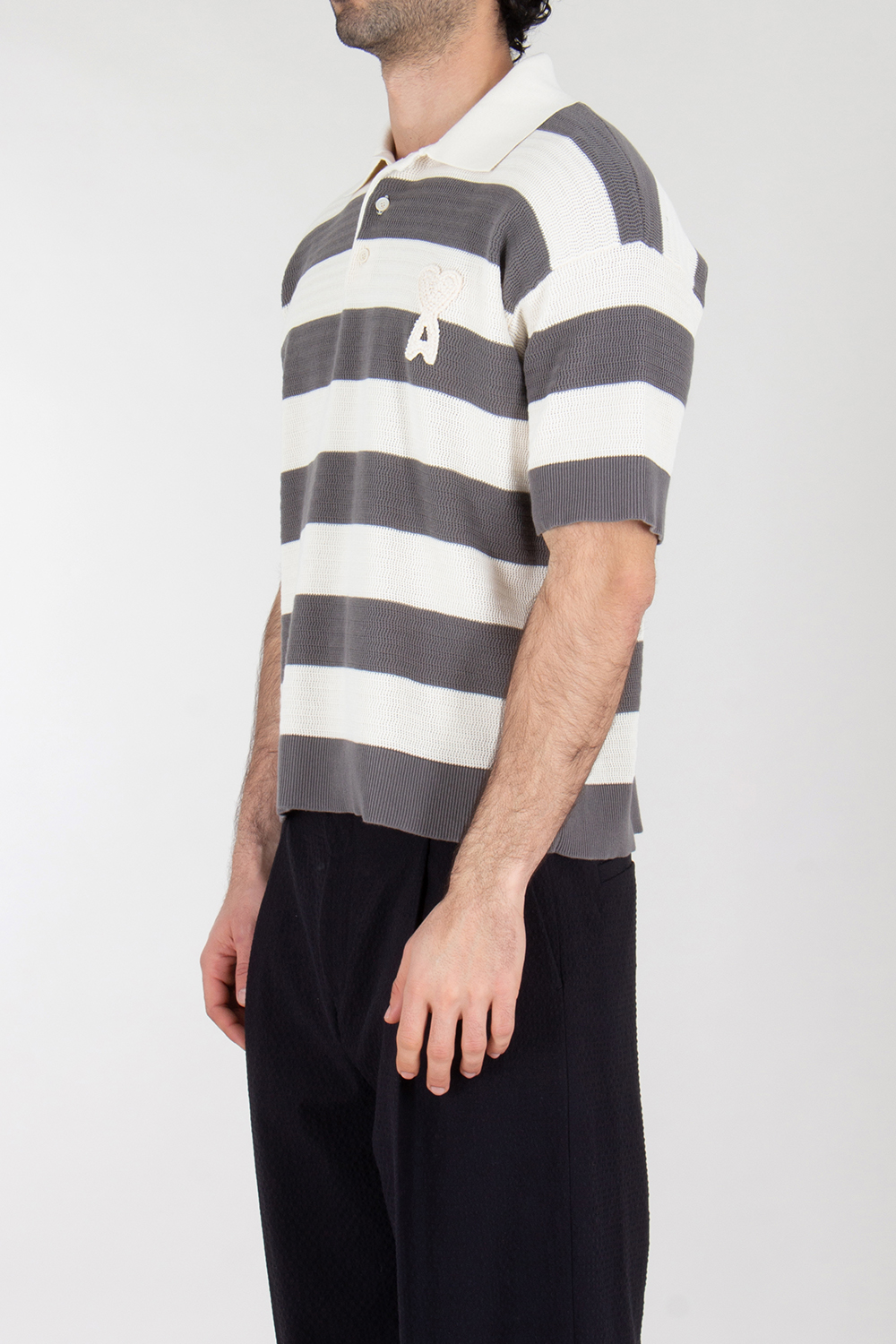 AMI PARIS Knitted Cotton Polo Shirt Ami De Coeur 