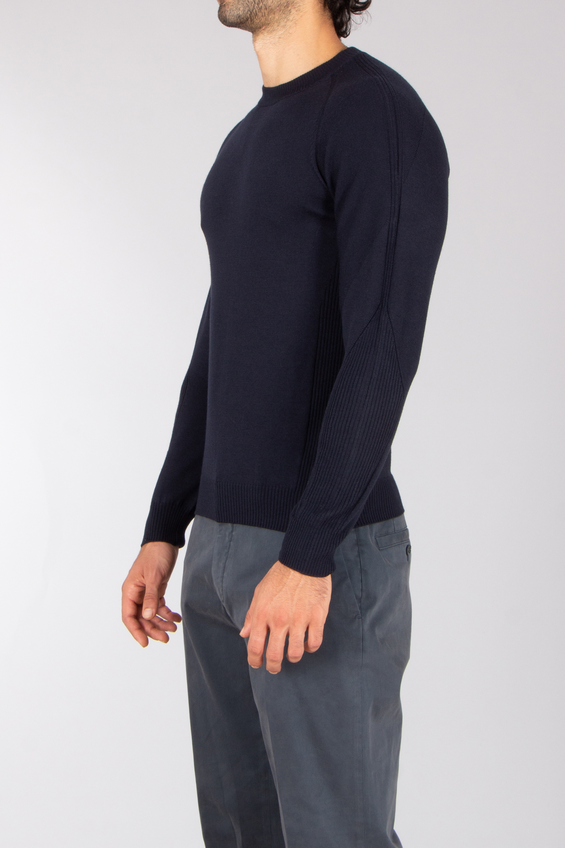 SEASE Regular Fit Virgin Wool Whole Round Neck Sweater Langarm, Ärmel, Hosen, Mann, Person