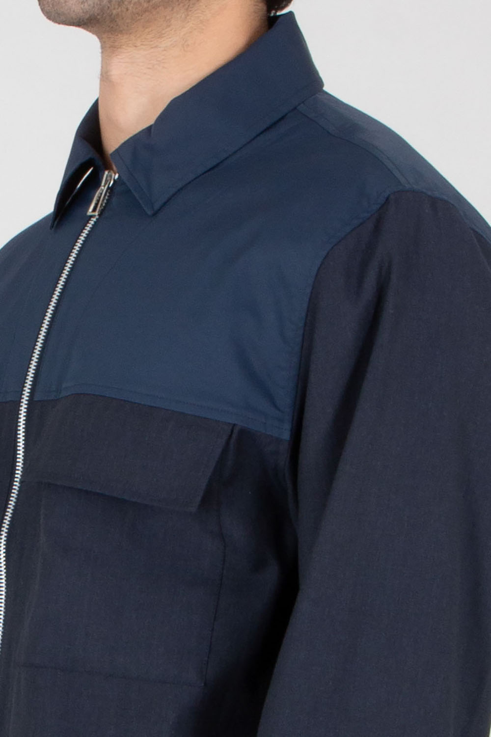 PAUL SMITH Regular Fit Cotton Linen Blend Zip Overshirt