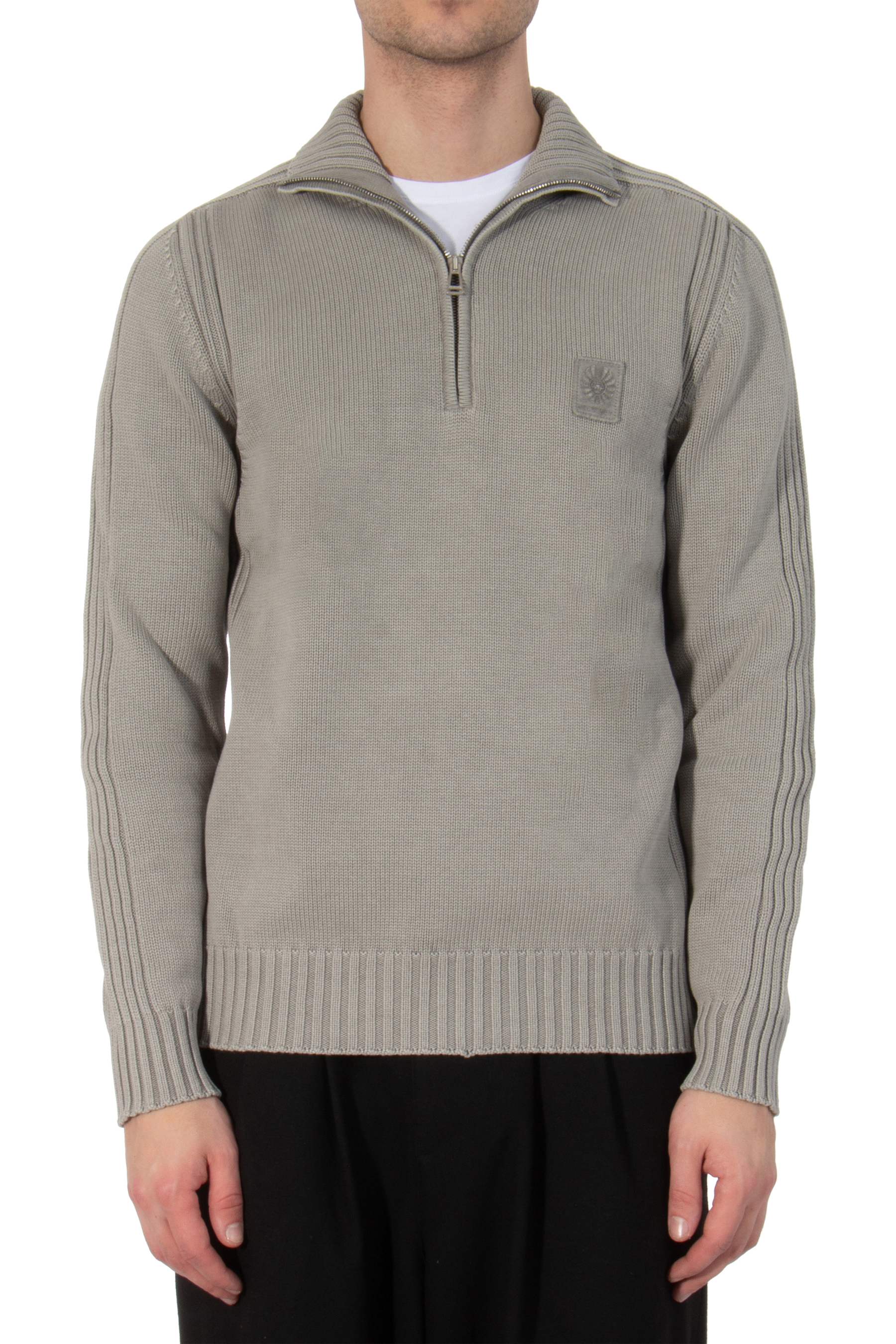 BELSTAFF Quarter Zip Cotton Knit Sweater