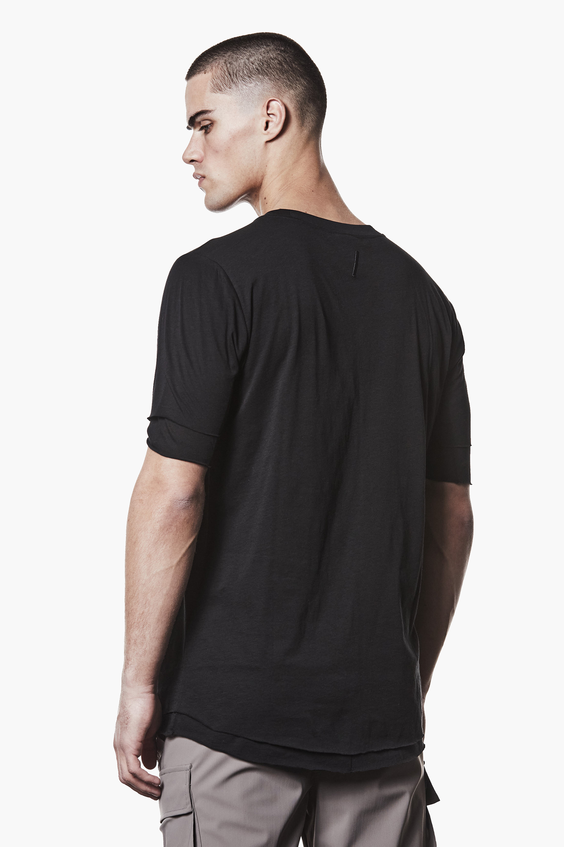 THOM KROM Slim Fit 2-in-1 Layering Cotton Jersey Round Neck T-Shirt T-shirt, Ärmel, Langer Ärmel, Mann, Person