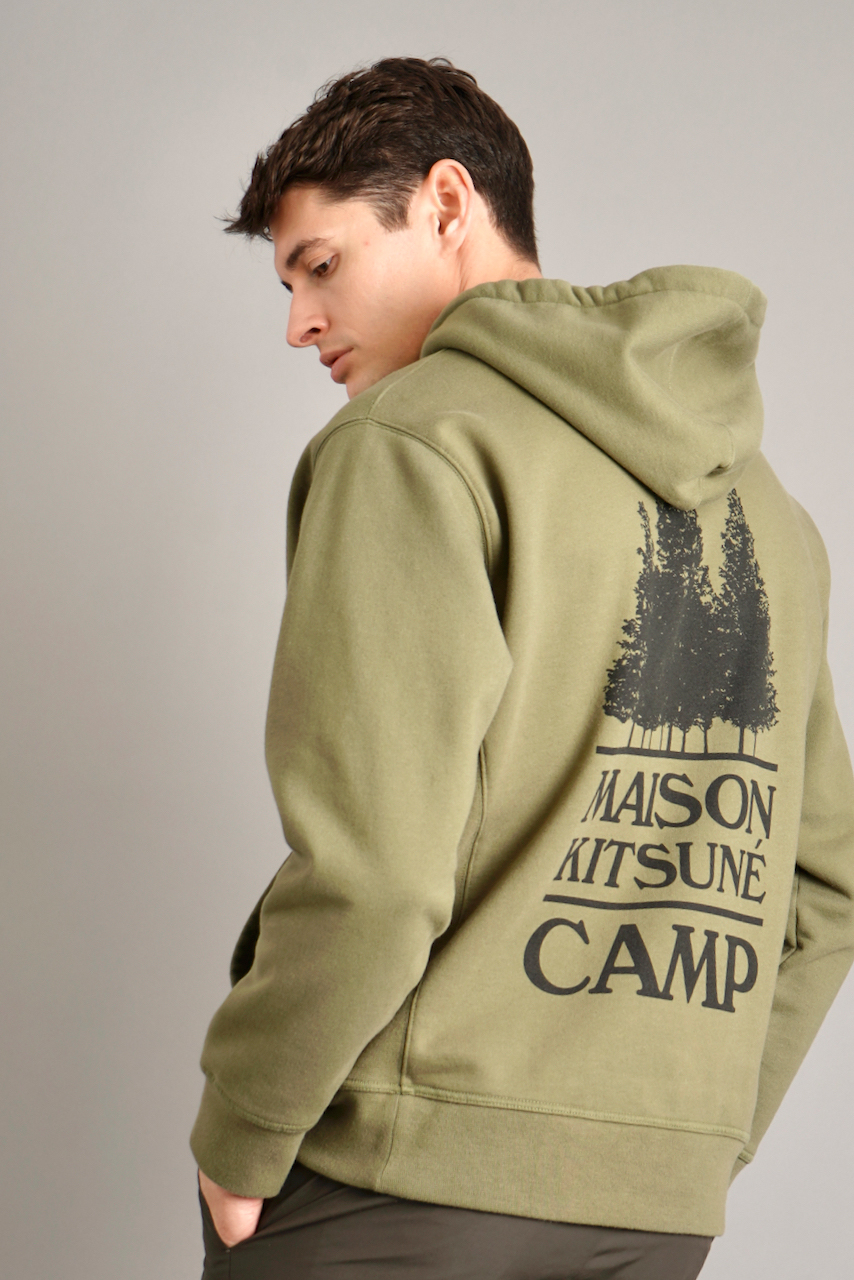 MAISON KITSUNÉ Unisex Relaxed Hoodie Camp Print