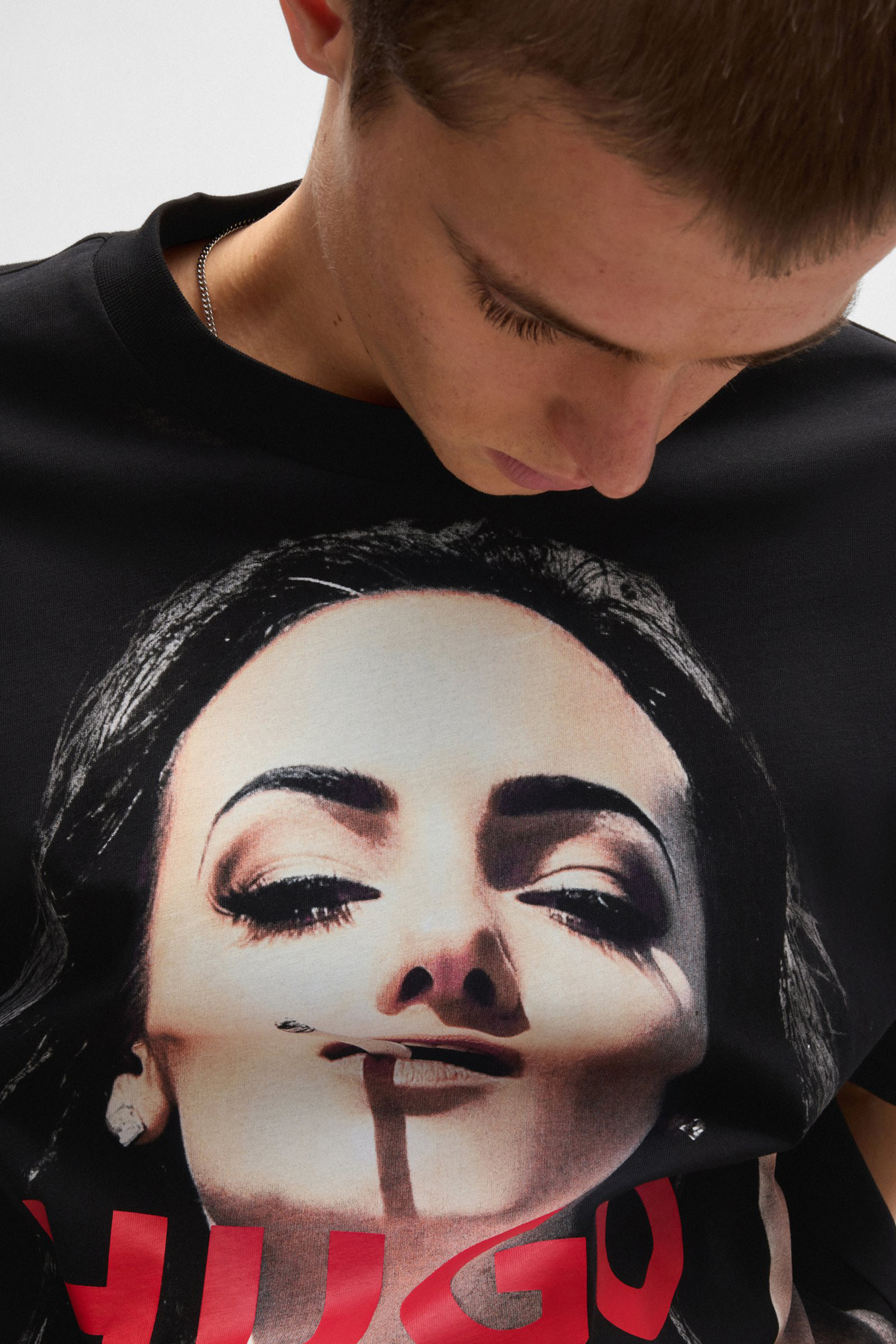 HUGO Oversized Printed Cotton Jersey T-Shirt Duwedie HUGO Oversized Printed Cotton Jersey T-Shirt Duwedie