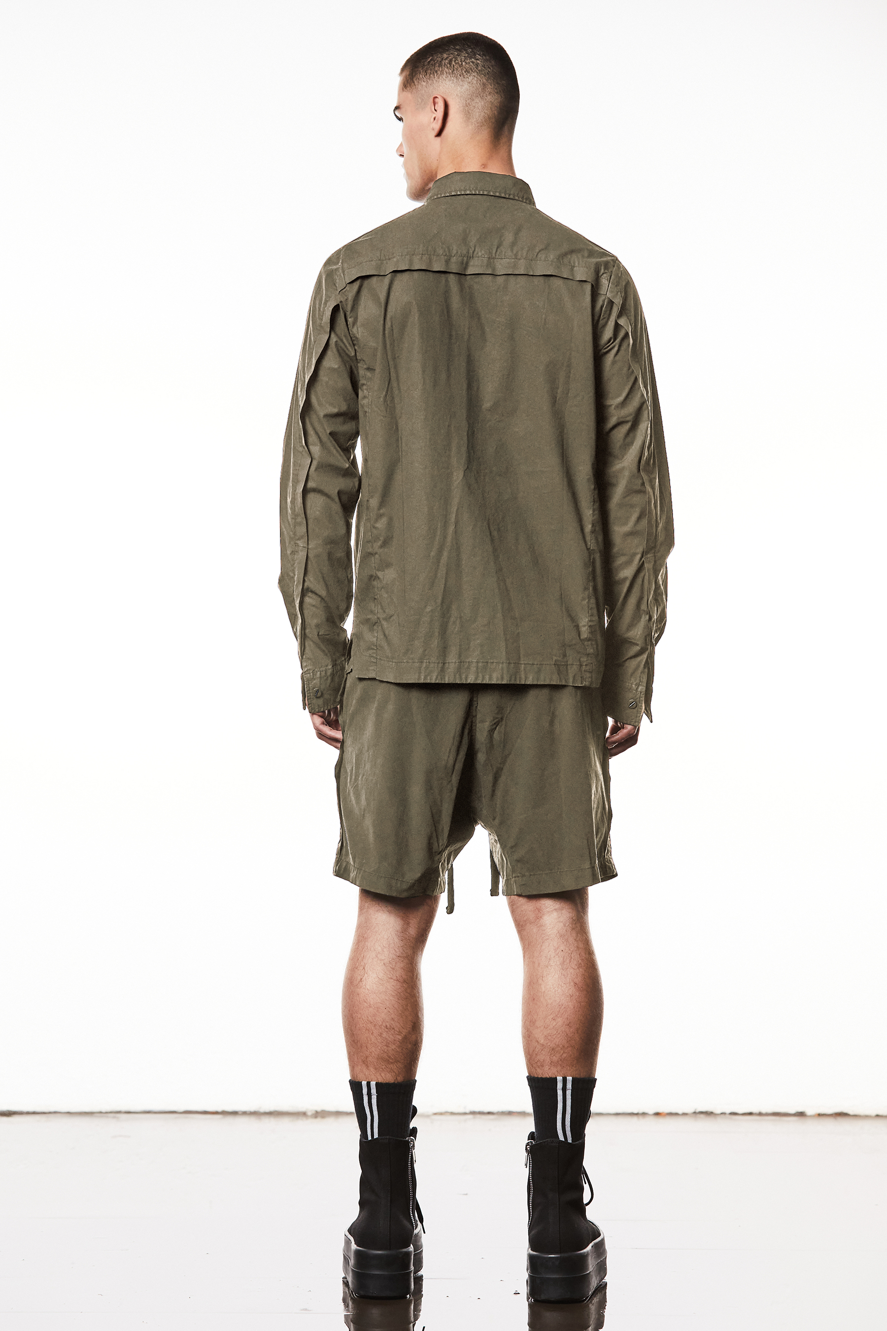 THOM KROM Dropped Crotch Washed Crashed Cotton Stretch Shorts THOM KROM Dropped Crotch Washed Crashed Cotton Stretch Shorts