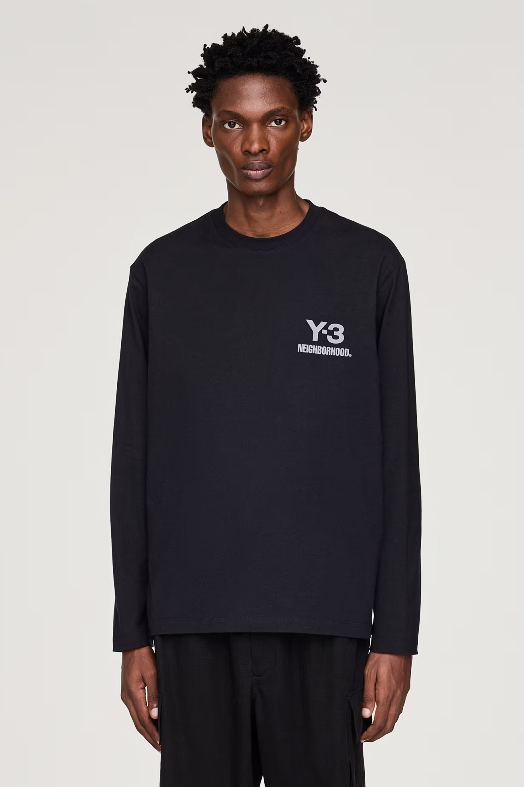 Y-3 x NEIGHBORHOOD Loose Fit Cotton Jersey Logo Long-Sleeve T-Shirt Langarm, Ärmel, T-shirt, Mann, Person