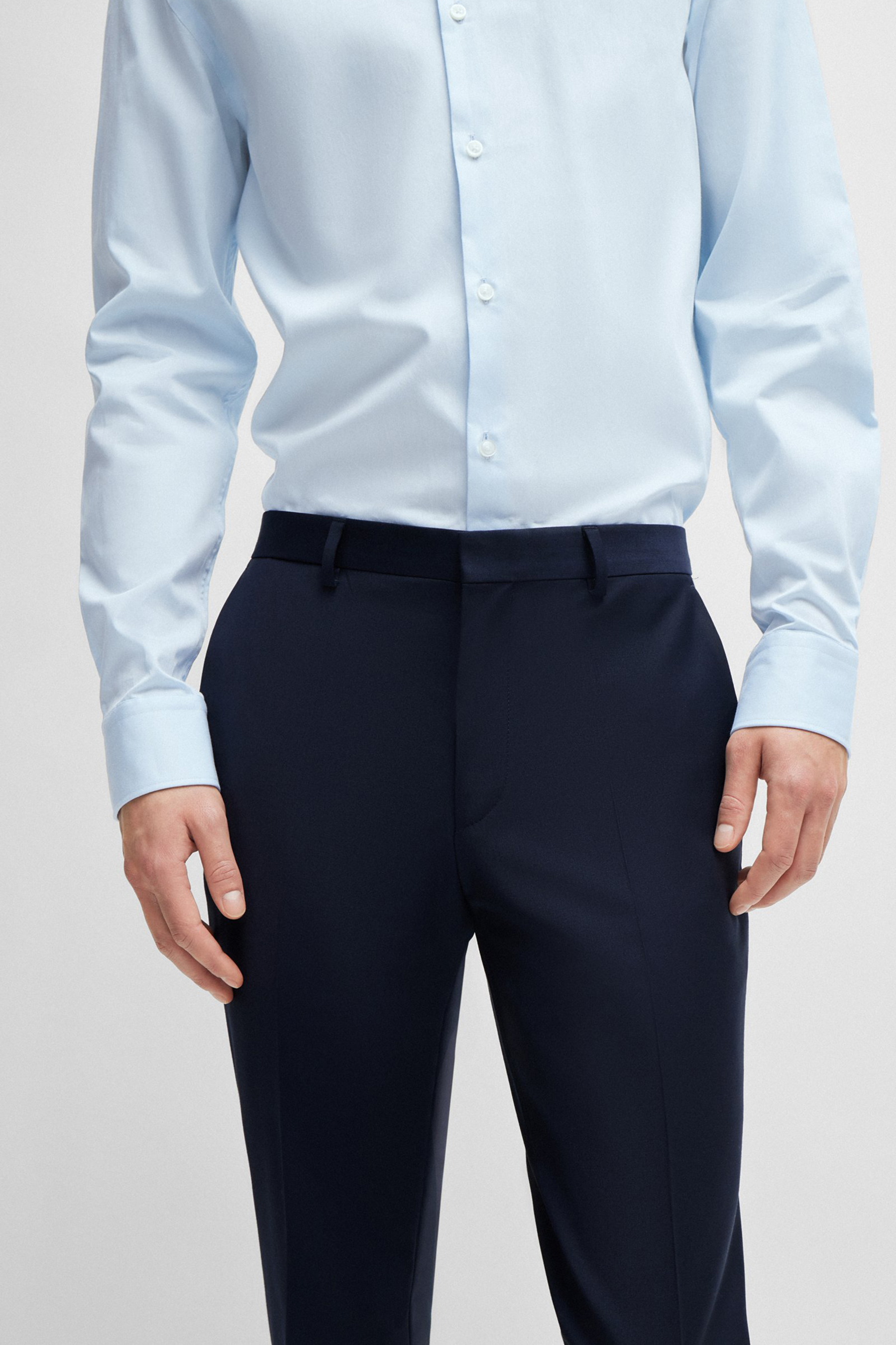 HUGO Extra Slim Fit Stretch Virgin Wool Blend Pants Hesten Bekleidung, Hemd, Hosen, Kleid, Hemd, Langarm