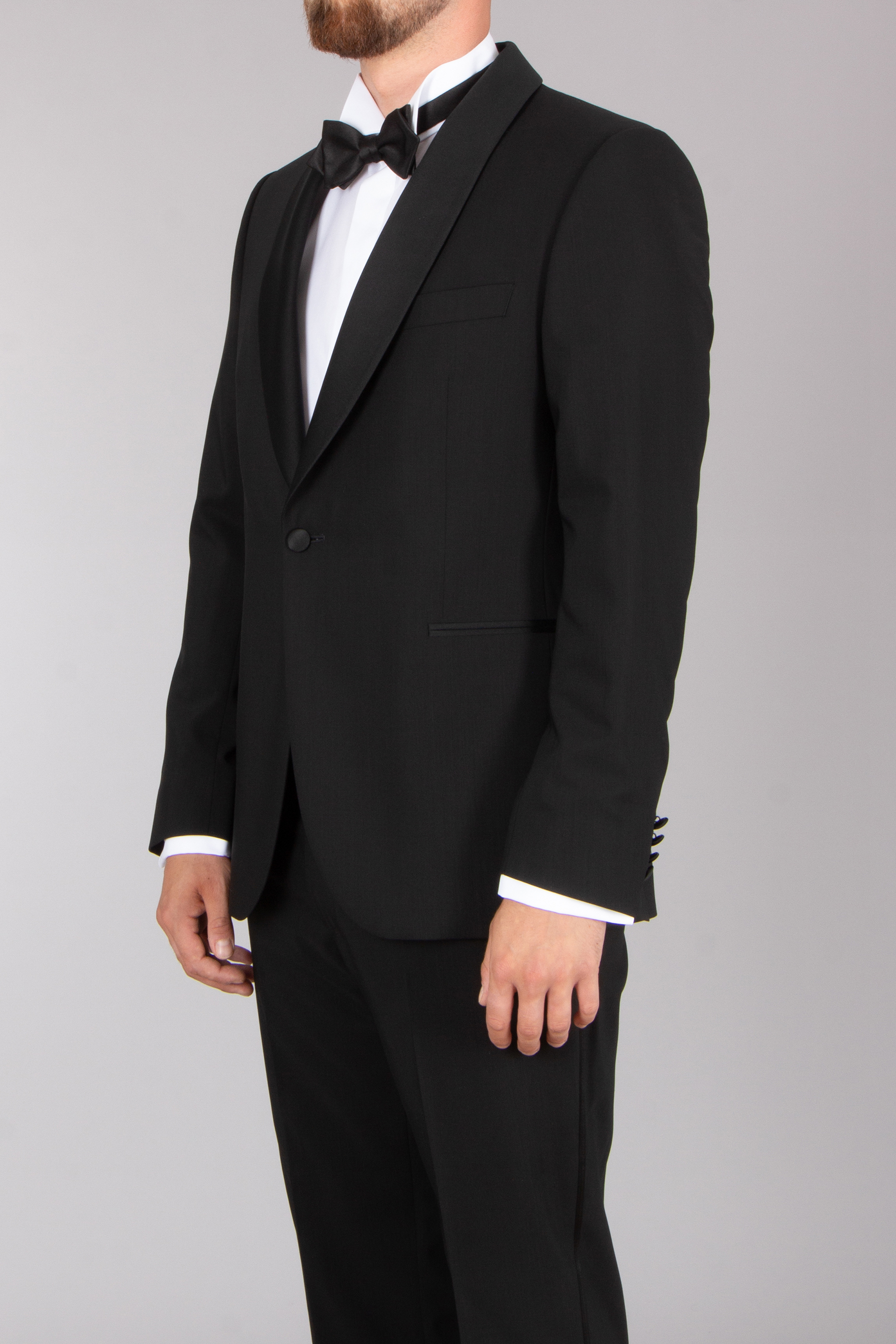 DRESSLER Shaped Fit High Twist Virgin Wool Tuxedo Jacket Evan Formelle Kleidung, Anzug, Smoking, Mantel, Person