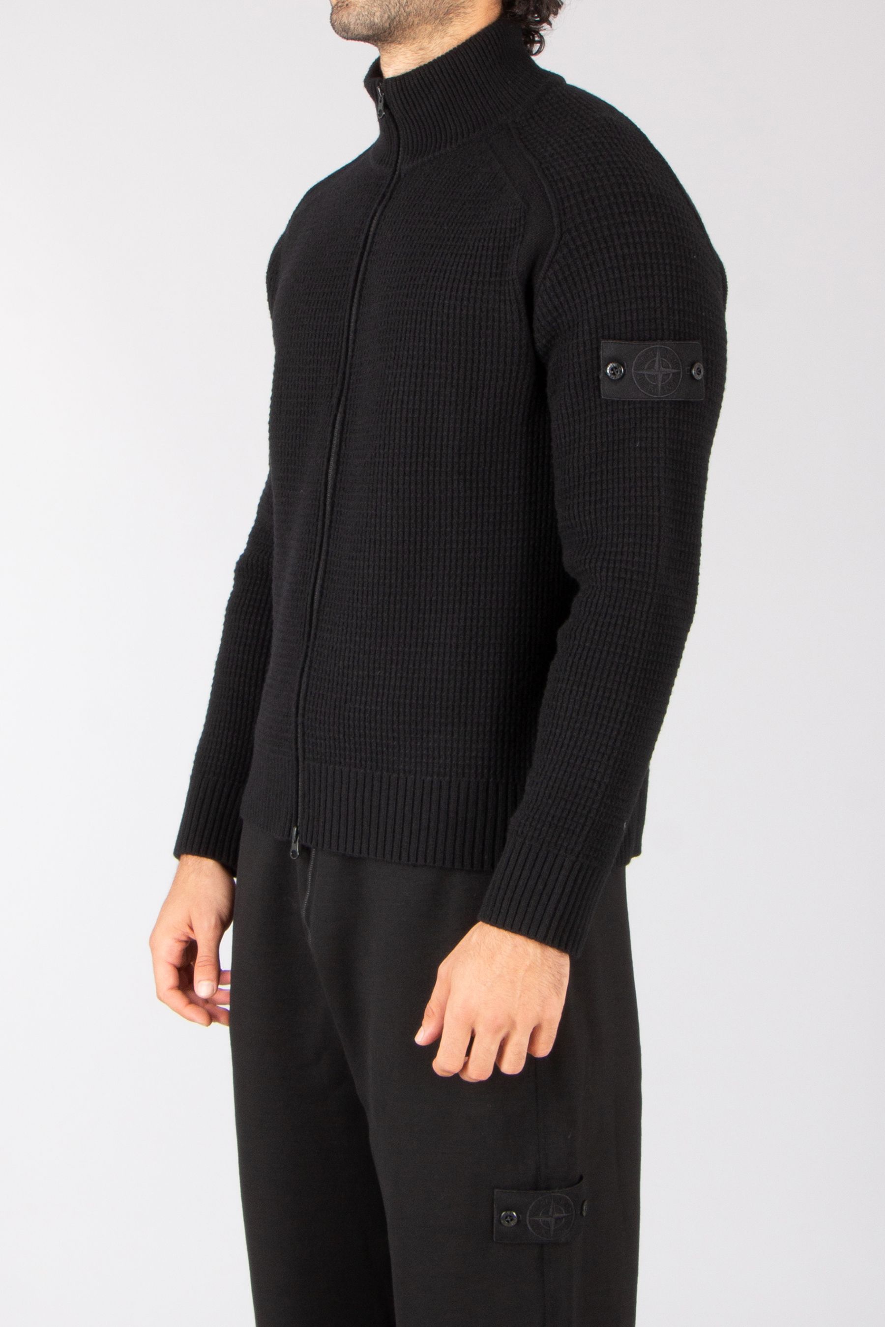 トップス Stone  Waffle Knit L 16aw STONE ISLAND Loose Fit Ghost Piece Waffle Knit Virgin Wool Zip