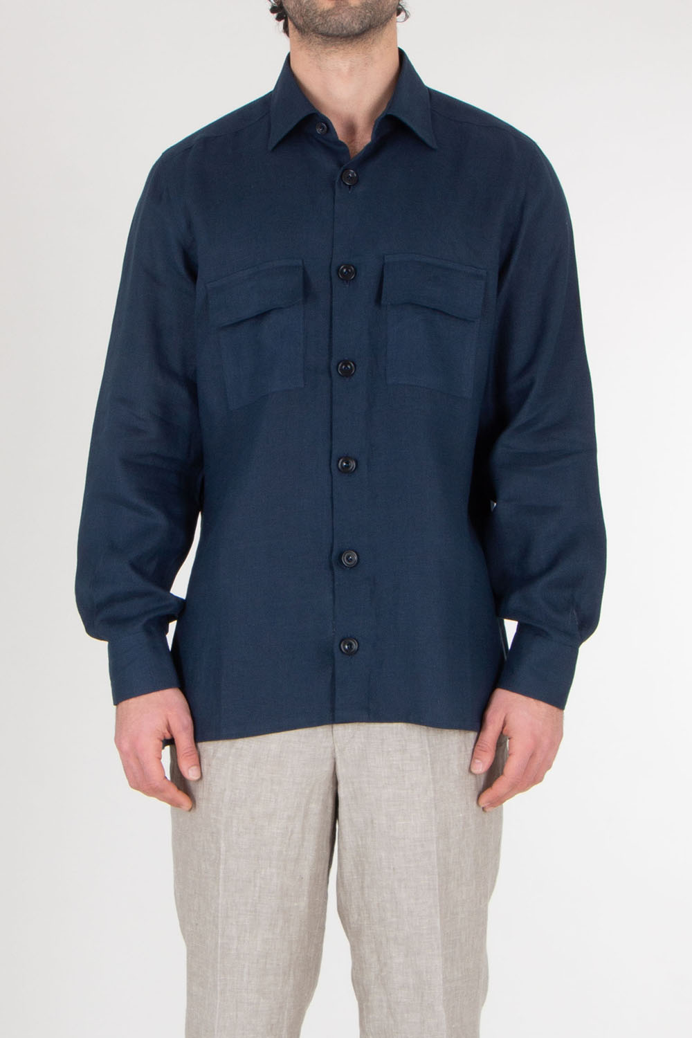 KITON Regular Fit Linen Overshirt
