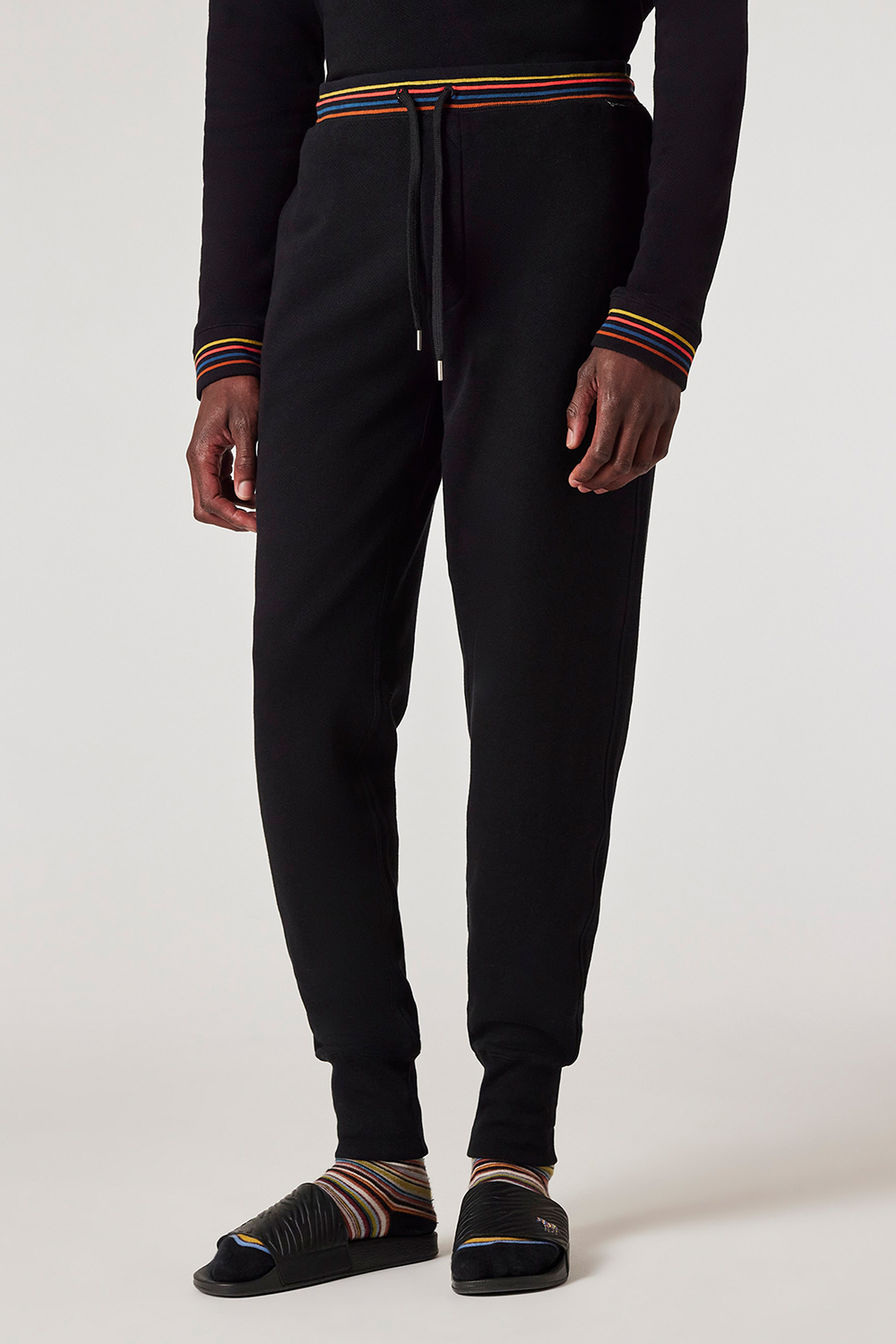 PAUL SMITH Regular Fit Artist Stripe Rib Cotton Fleece Lounge Pants