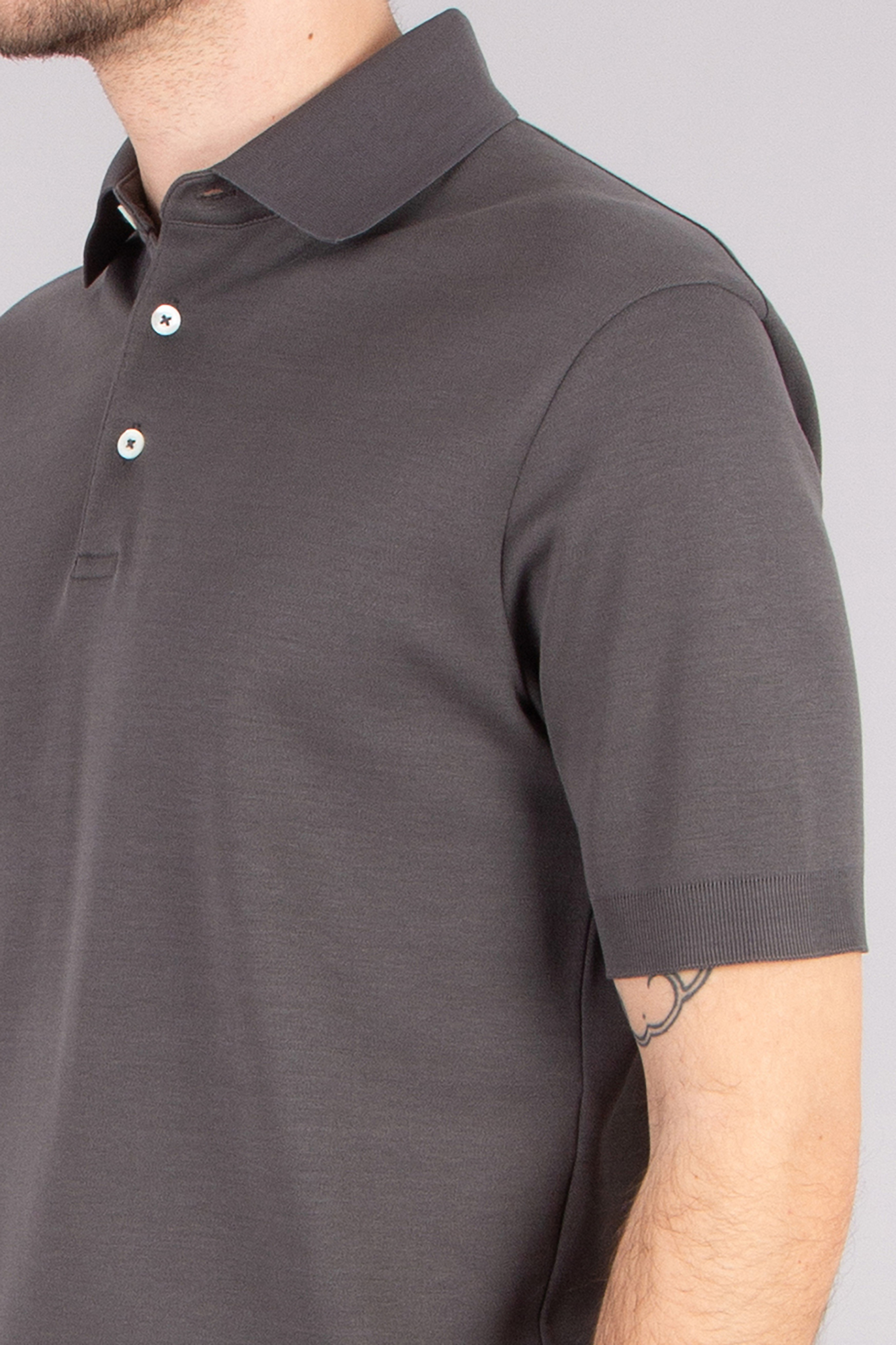 HERNO Regular Fit Cotton Jersey Knit Effect Polo Shirt HERNO Regular Fit Cotton Jersey Knit Effect Polo Shirt
