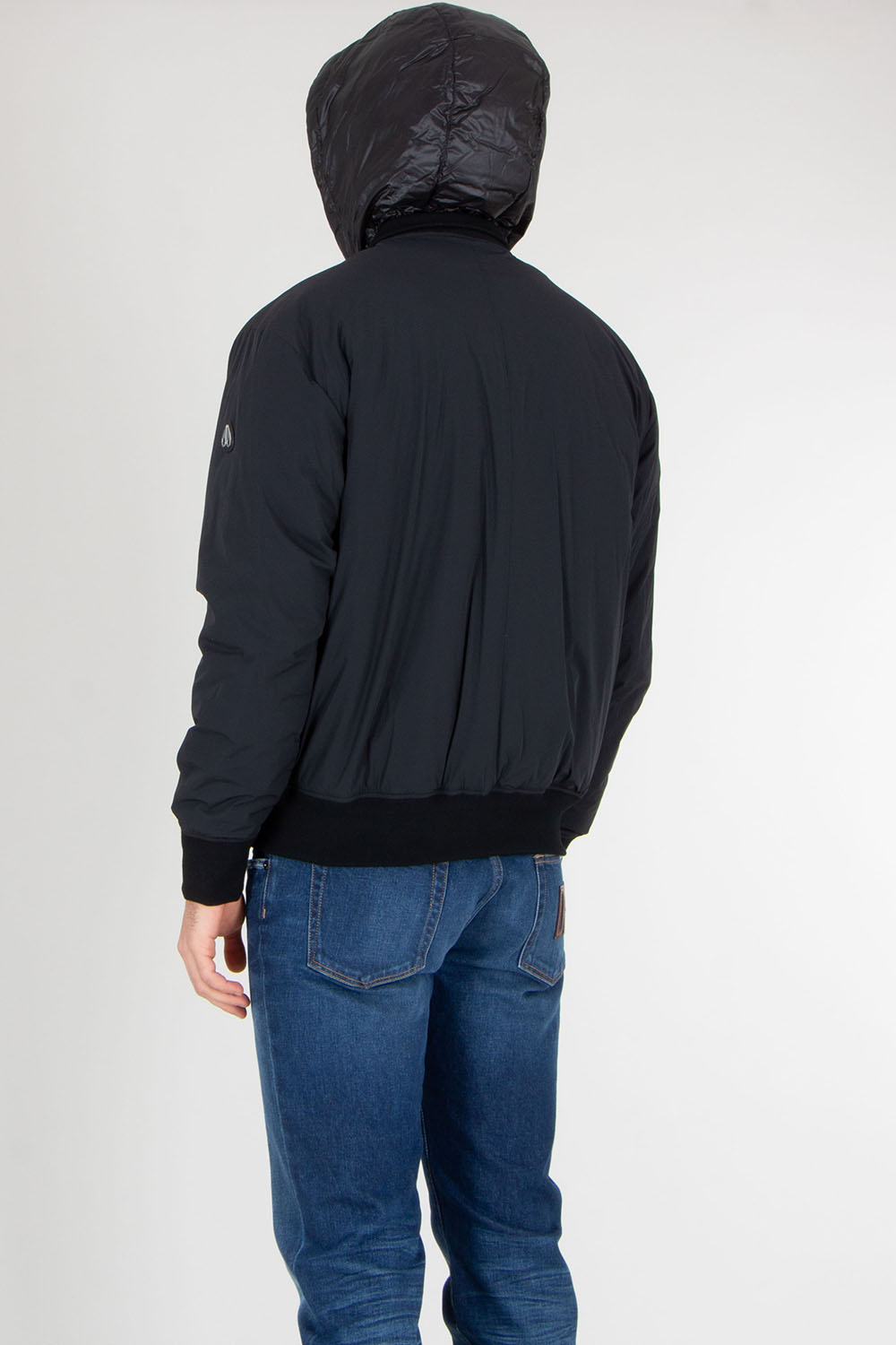 MOOSE KNUCKLES Relaxed Fit 2-in-1 Nylon Stretch Down Brixton Bomber Jacke