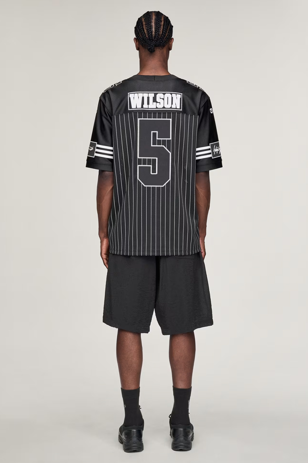Y-3 Loose Fit Pinstripe Mesh Elite 5 American Football T-Shirt