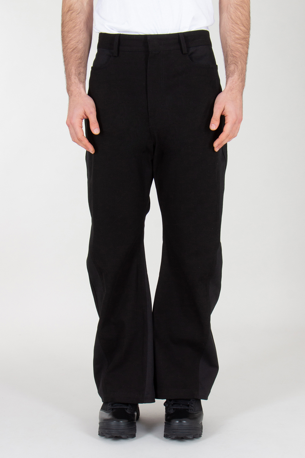 XLM Regular Fit Paneled Wide Leg Denim Jeans