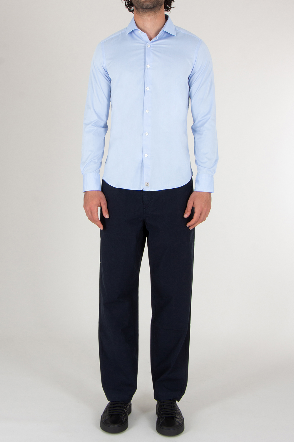 SONRISA Regular Fit Shark Collar Lyocell Cotton Shirt