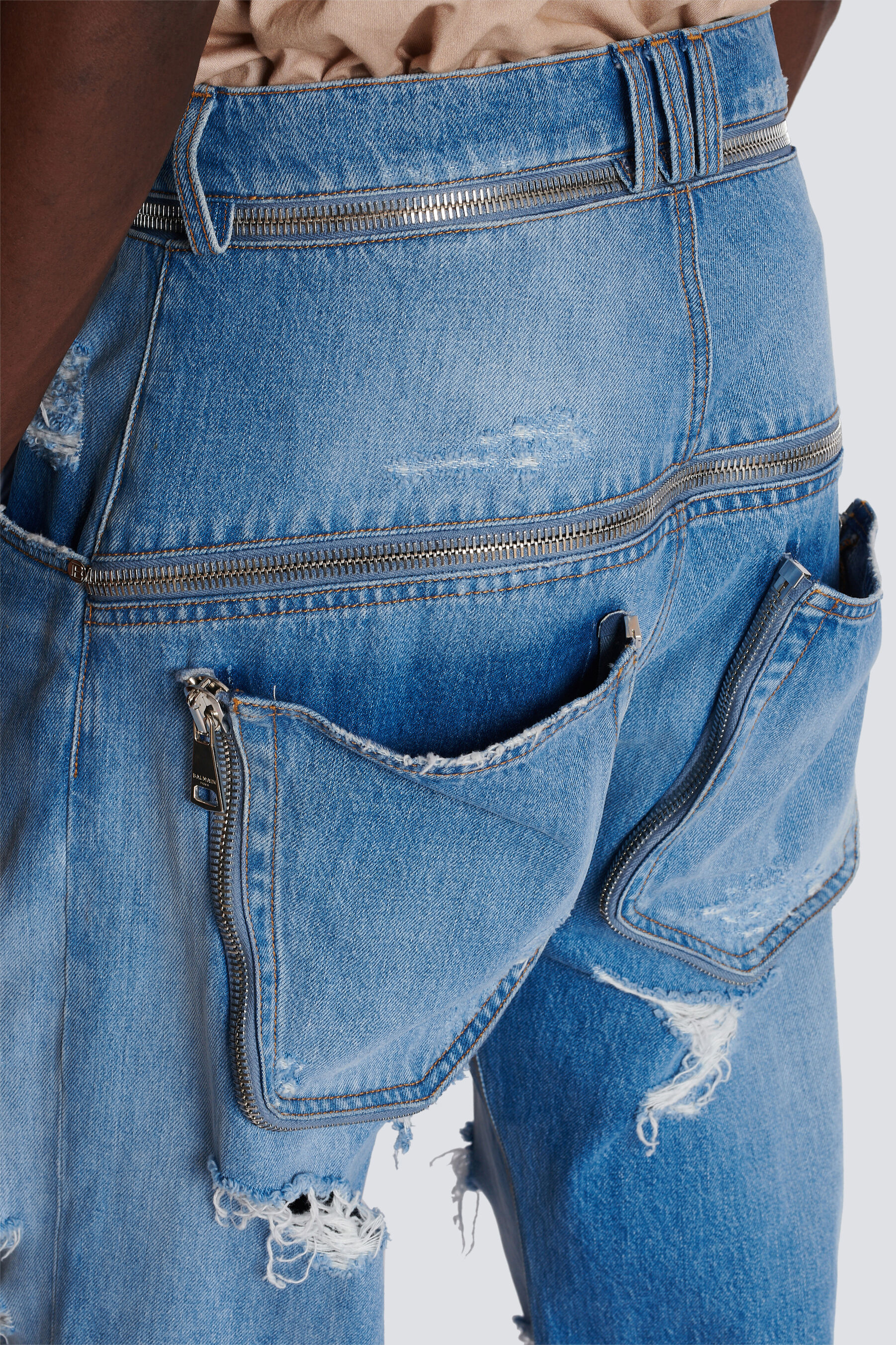 BALMAIN Distressed Cotton Denim Jeans BALMAIN Distressed Cotton Denim Jeans