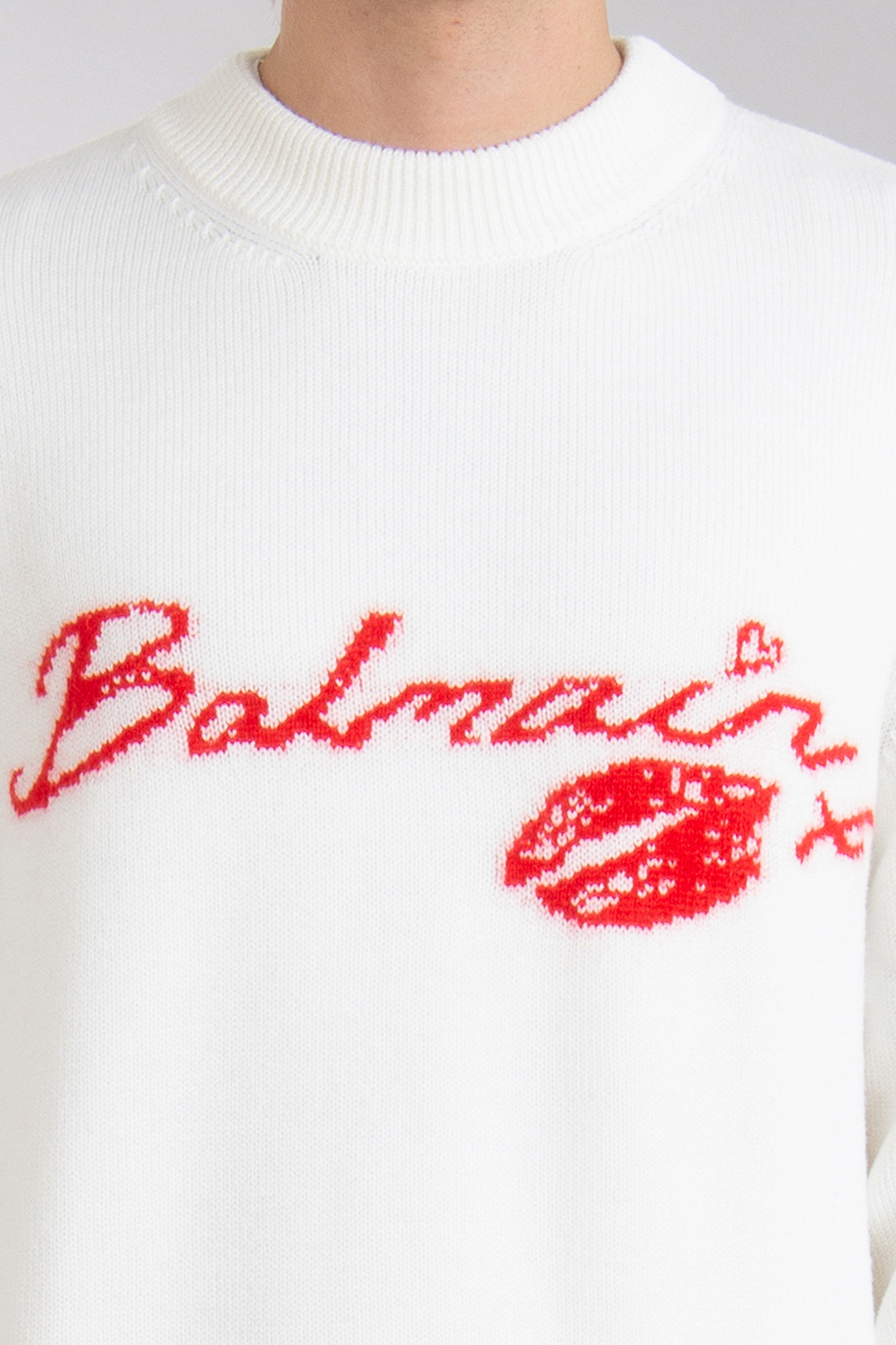 BALMAIN Kiss Logo Virgin Wool Sweater BALMAIN Kiss Logo Virgin Wool Sweater