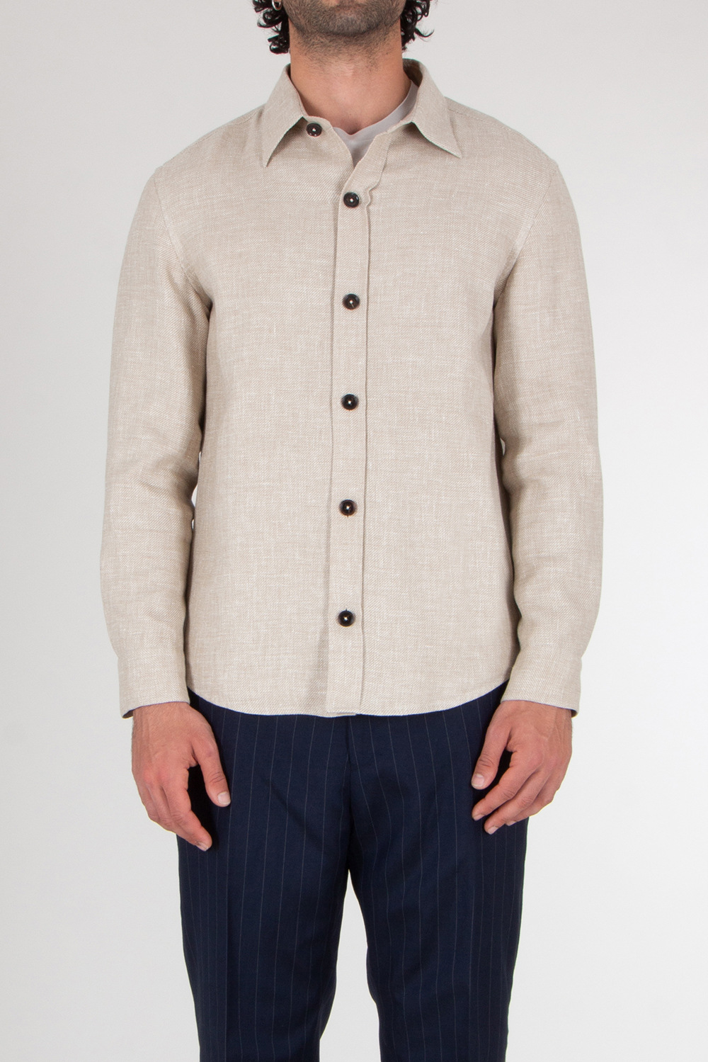 ZEGNA Regular Fit Cashmere Linen and Silk Overshirt