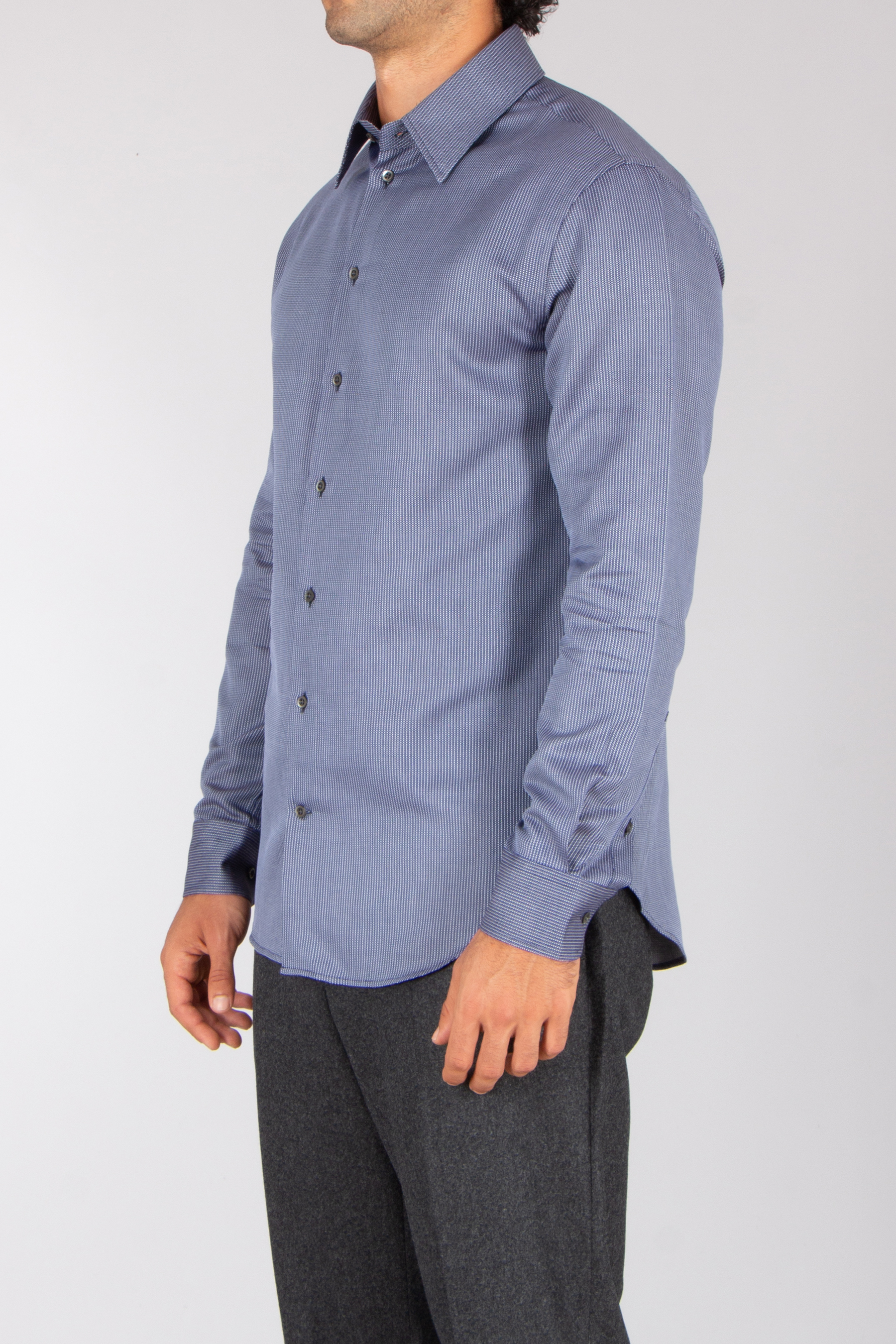 EMPORIO ARMANI Modern Fit Micro Patterned Cotton Jacquard Shirt Hemd, Langarm, Kleid, Hemd, Hosen, Mantel