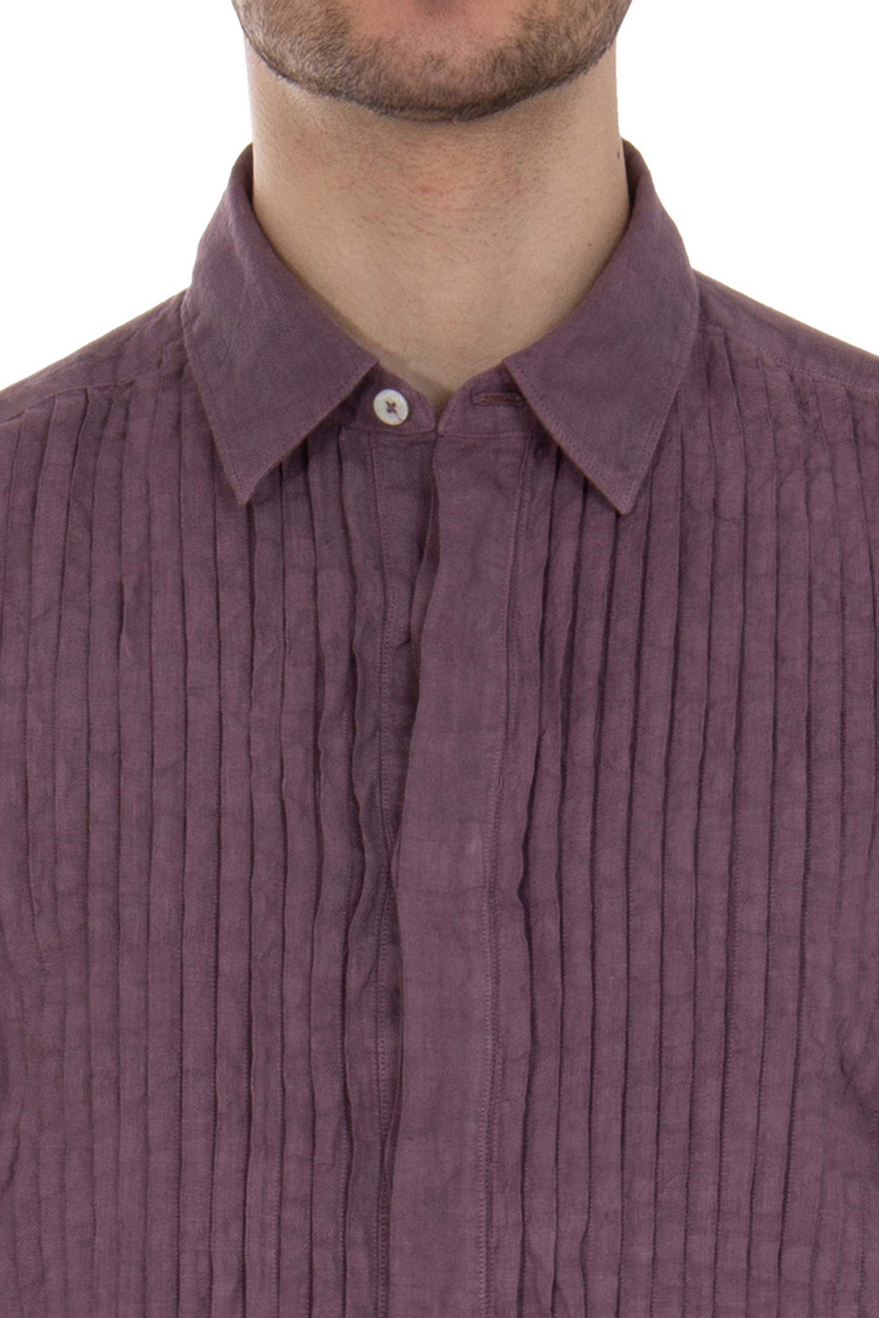 CANALI Pleated Bib Regular Fit Linen Shirt CANALI Pleated Bib Regular Fit Linen Shirt