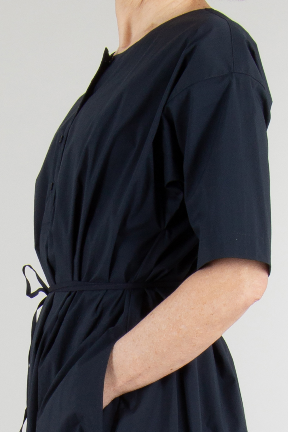 ASPESI Cotton Nylon Waist Tied Shirt Dress