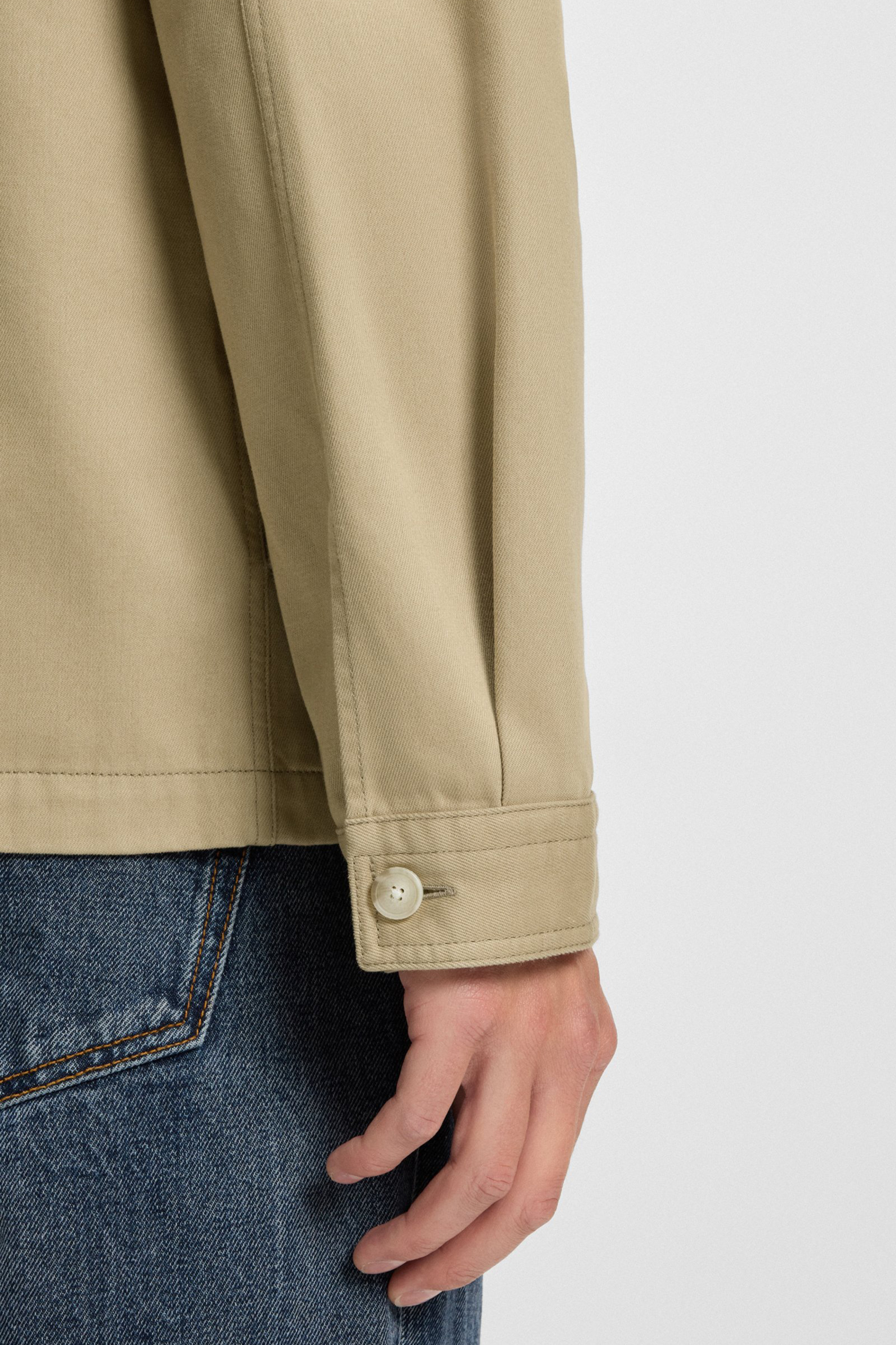 HUGO Oversized Fit Cotton Gabardine Overshirt Epoldo Mantel, Langarm, Hosen, Jacke, Khaki