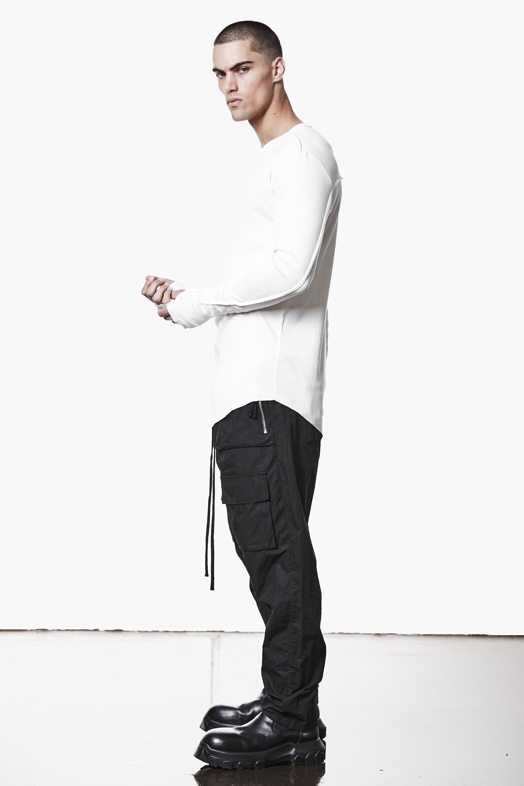 THOM KROM Slim Fit Cotton Jersey Long-Sleeve T-Shirt Langarm, Hemd, Stehend, Hosen, Schuh