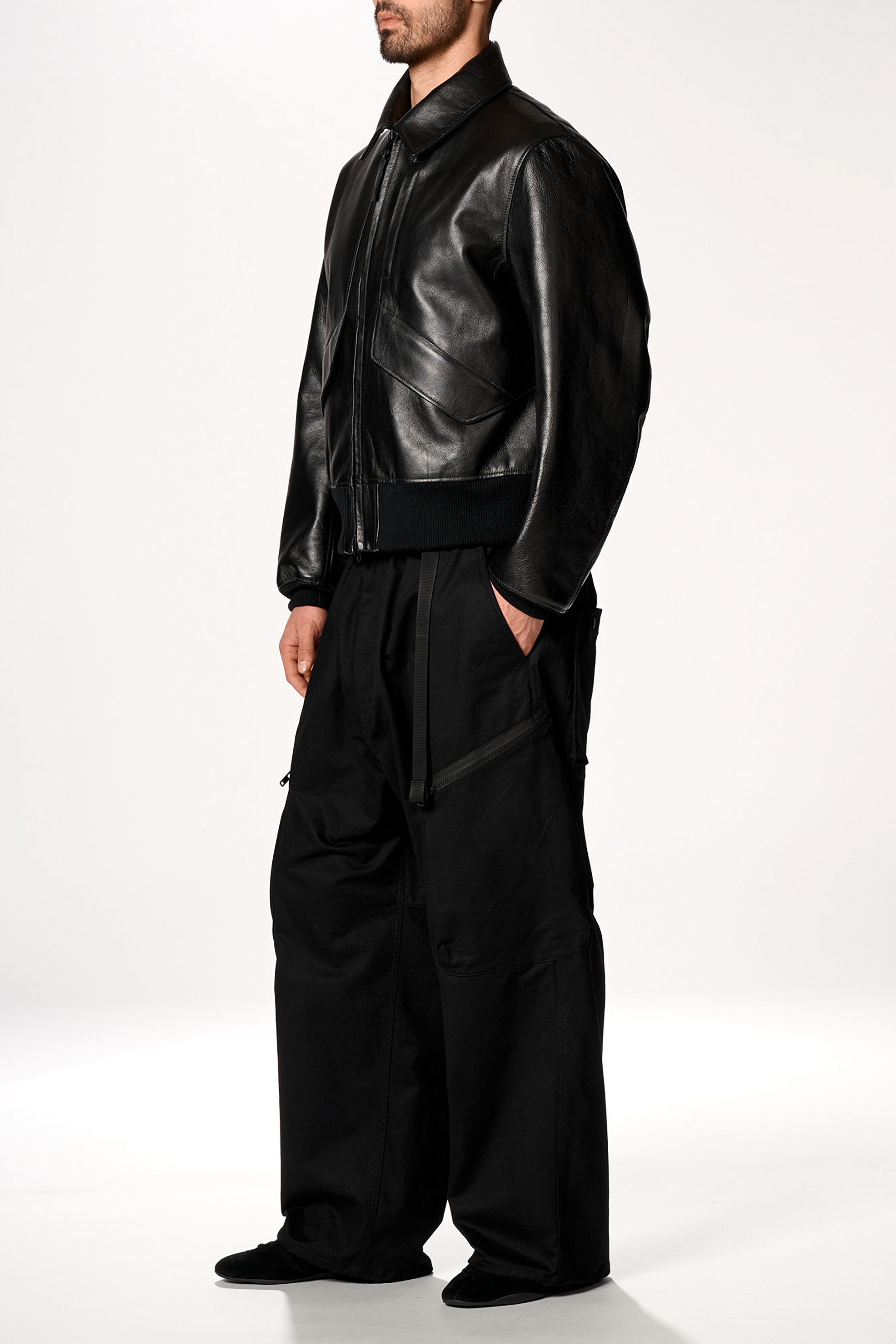 Y-3 Relaxed Fit Padded Leather Jacket Mantel, Jacke, Hosen, Langarm, Formelle Kleidung