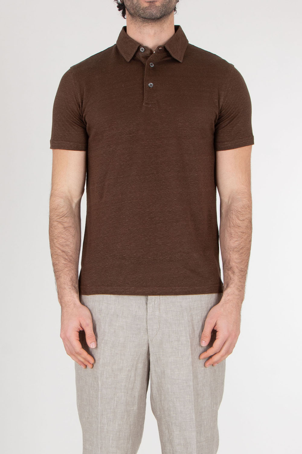 AURÉLIEN Slim Fit Linen Polo Shirt