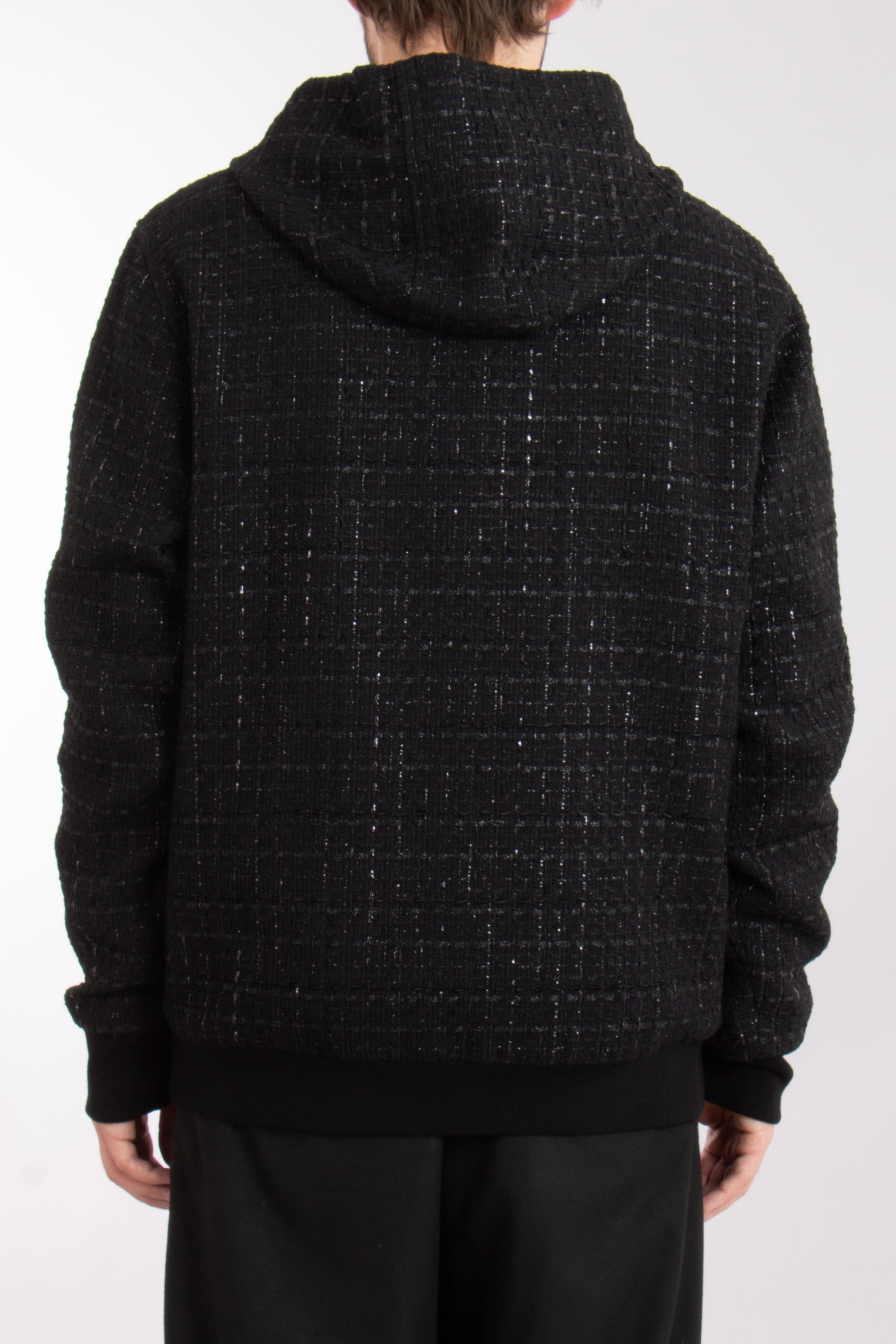 BALMAIN Cotton Blend Tweed Zip-Up Hoodie BALMAIN Cotton Blend Tweed Zip-Up Hoodie