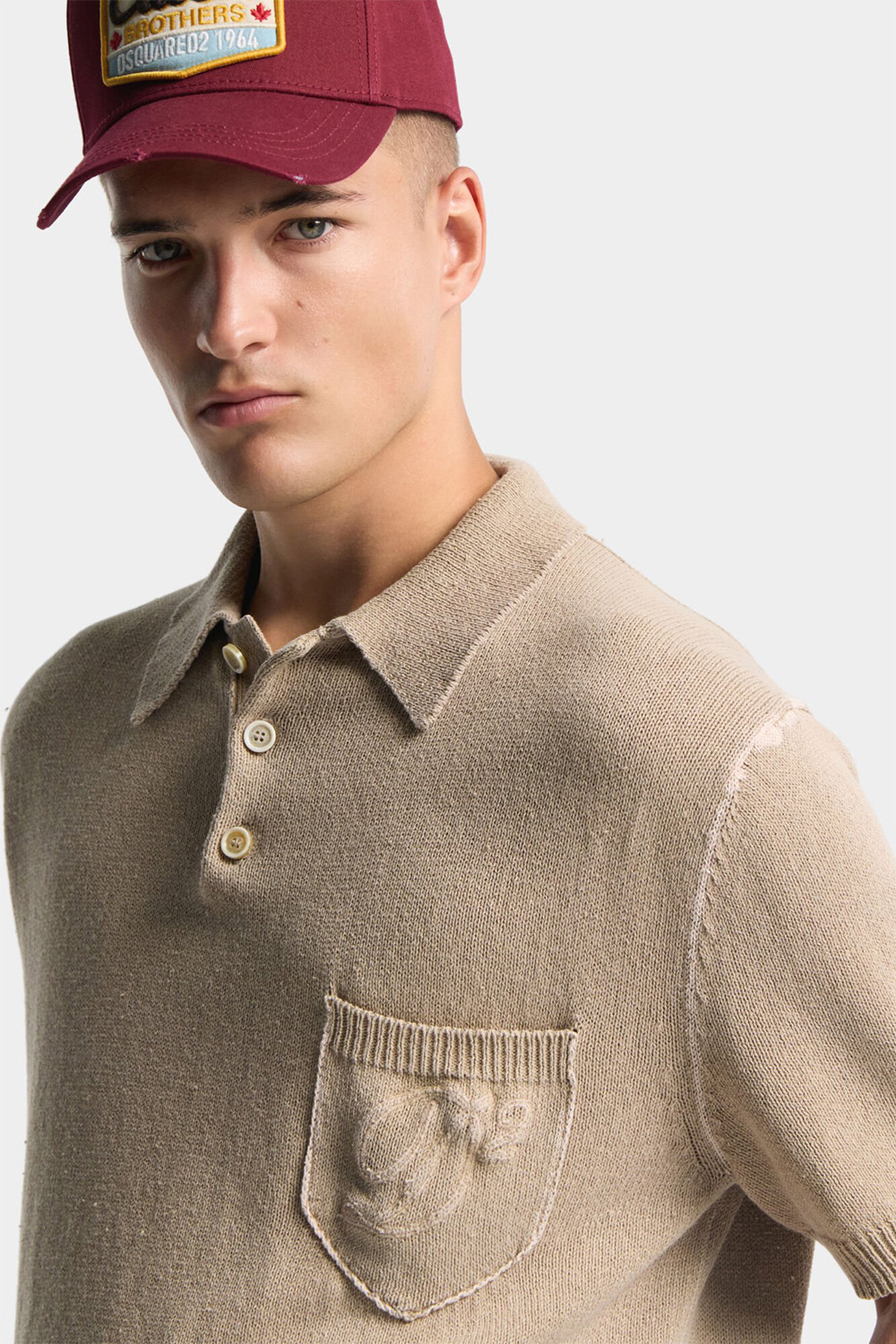 DSQUARED2 Relaxed Fit Cotton Blend Knitted Polo Shirt