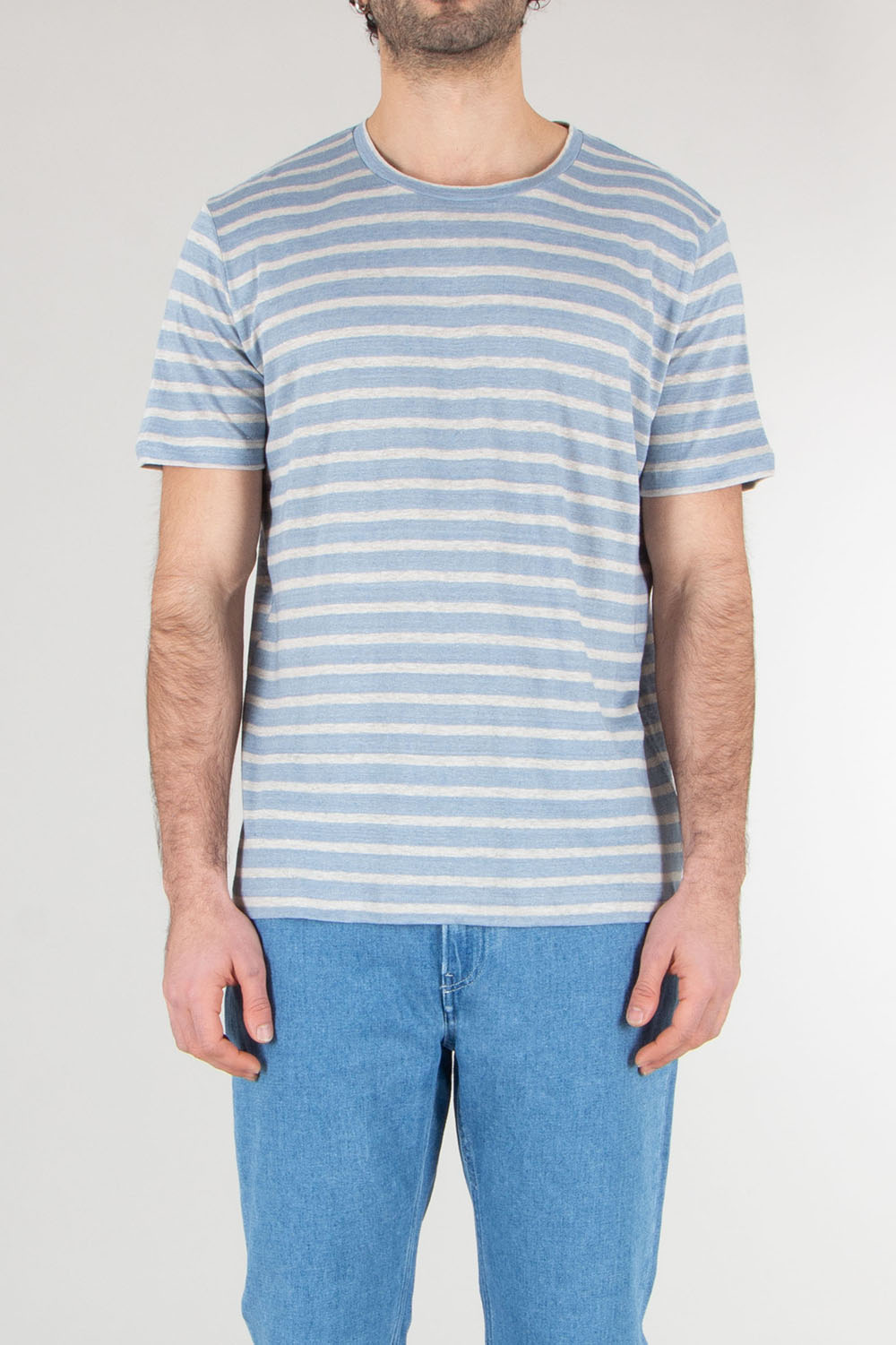STEFAN BRANDT Regular Fit Striped Linen Jersey T-Shirt Enno