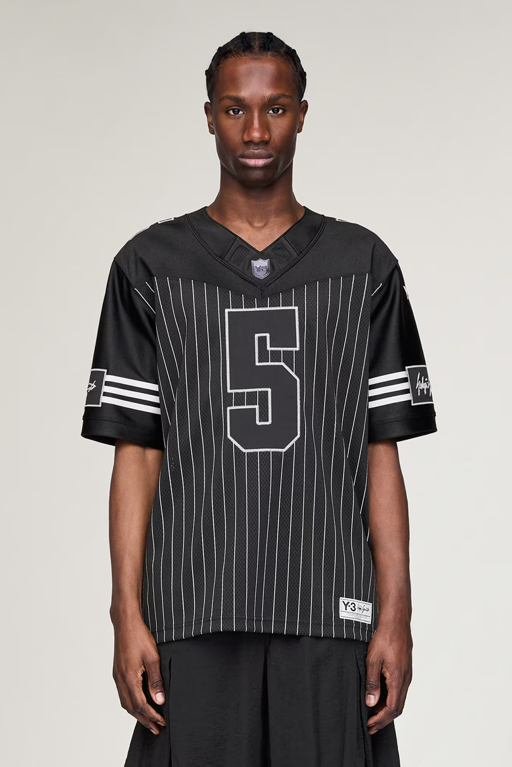 Y-3 Loose Fit Pinstripe Mesh Elite 5 American Football T-Shirt