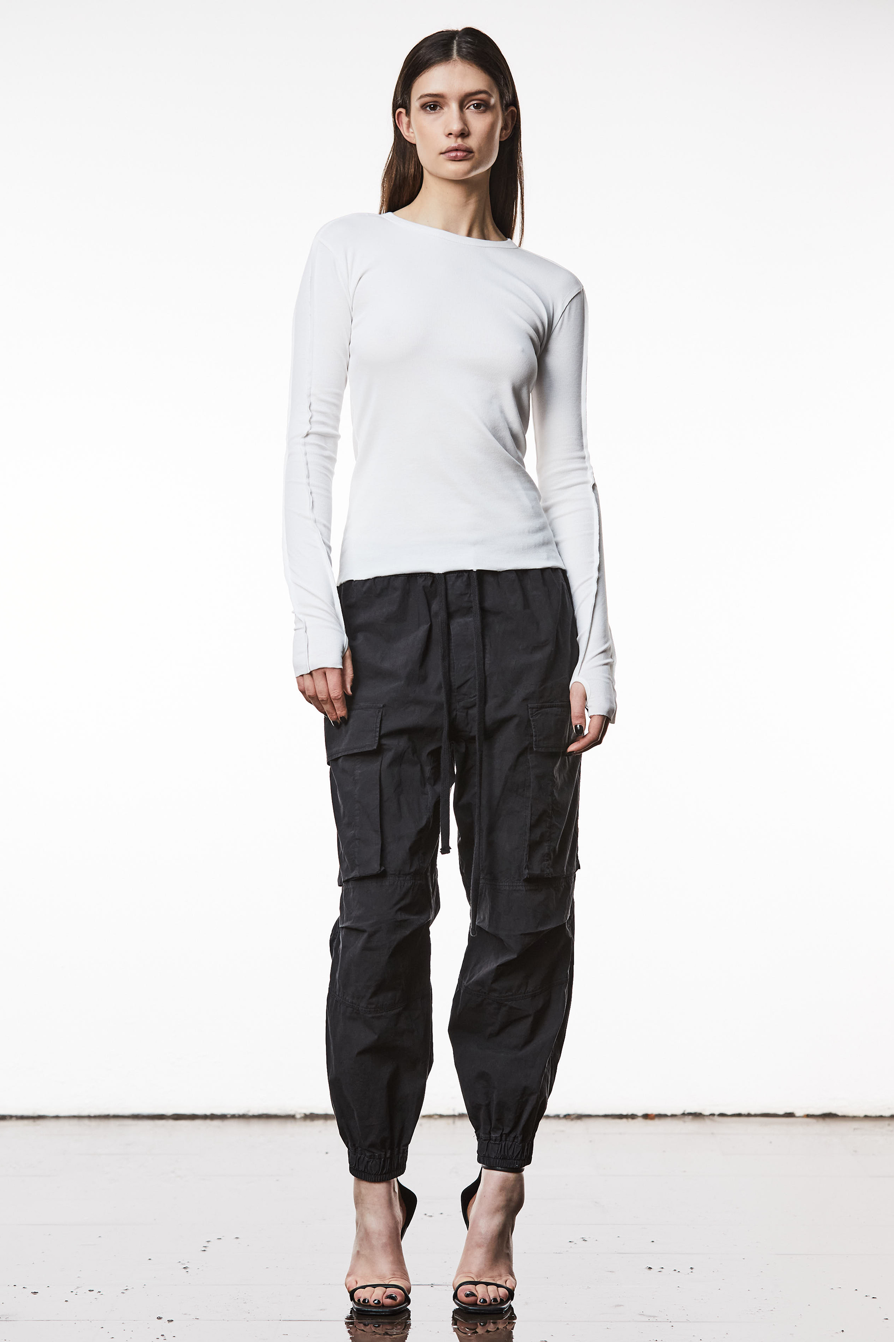 THOM KROM Ribbed Cotton Stretch Long Sleeve T-Shirt THOM KROM Ribbed Cotton Stretch Long Sleeve T-Shirt