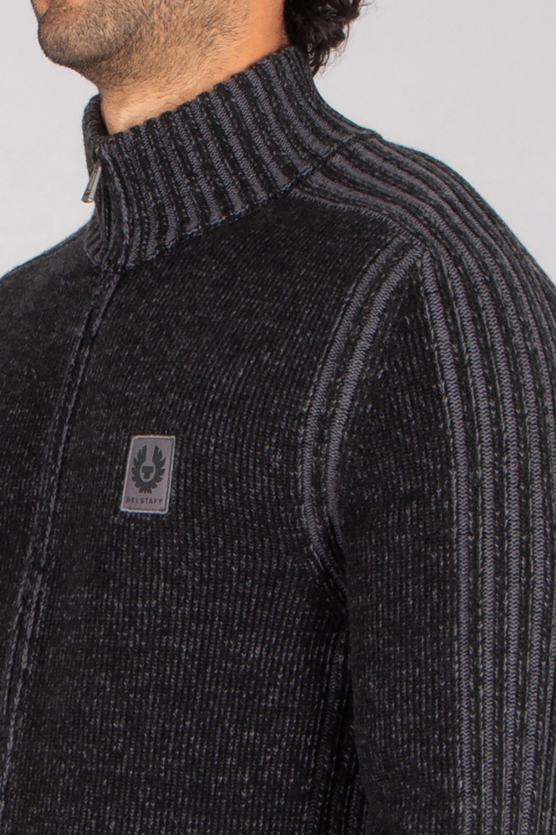 BELSTAFF Regular Fit Wool Full Zip Sweater Seasonal Watch Bekleidung, Strickwaren, Pullover, Mantel