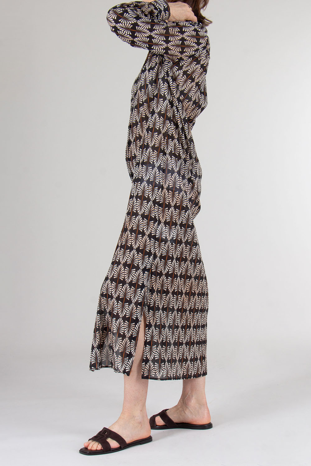0039 ITALY Long Patterned Shirt Dress Taya