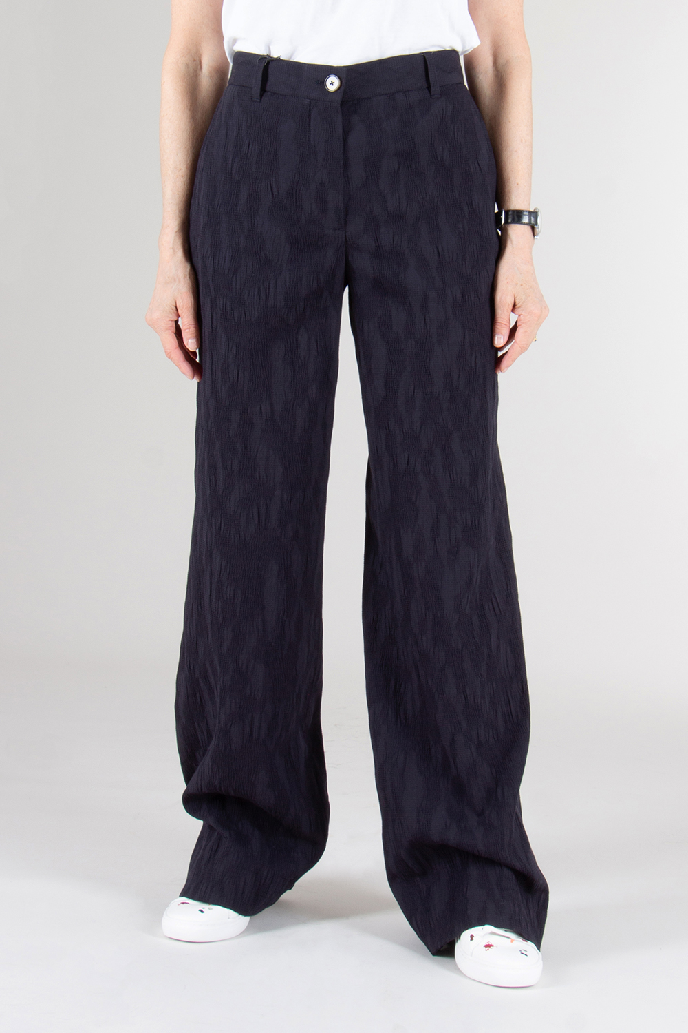 PAUL SMITH Seersucker Wide Leg Trousers 