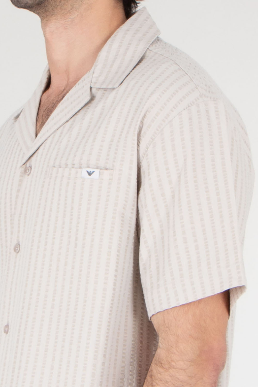 EMPORIO ARMANI Striped Seersucker Short Sleeve Shirt