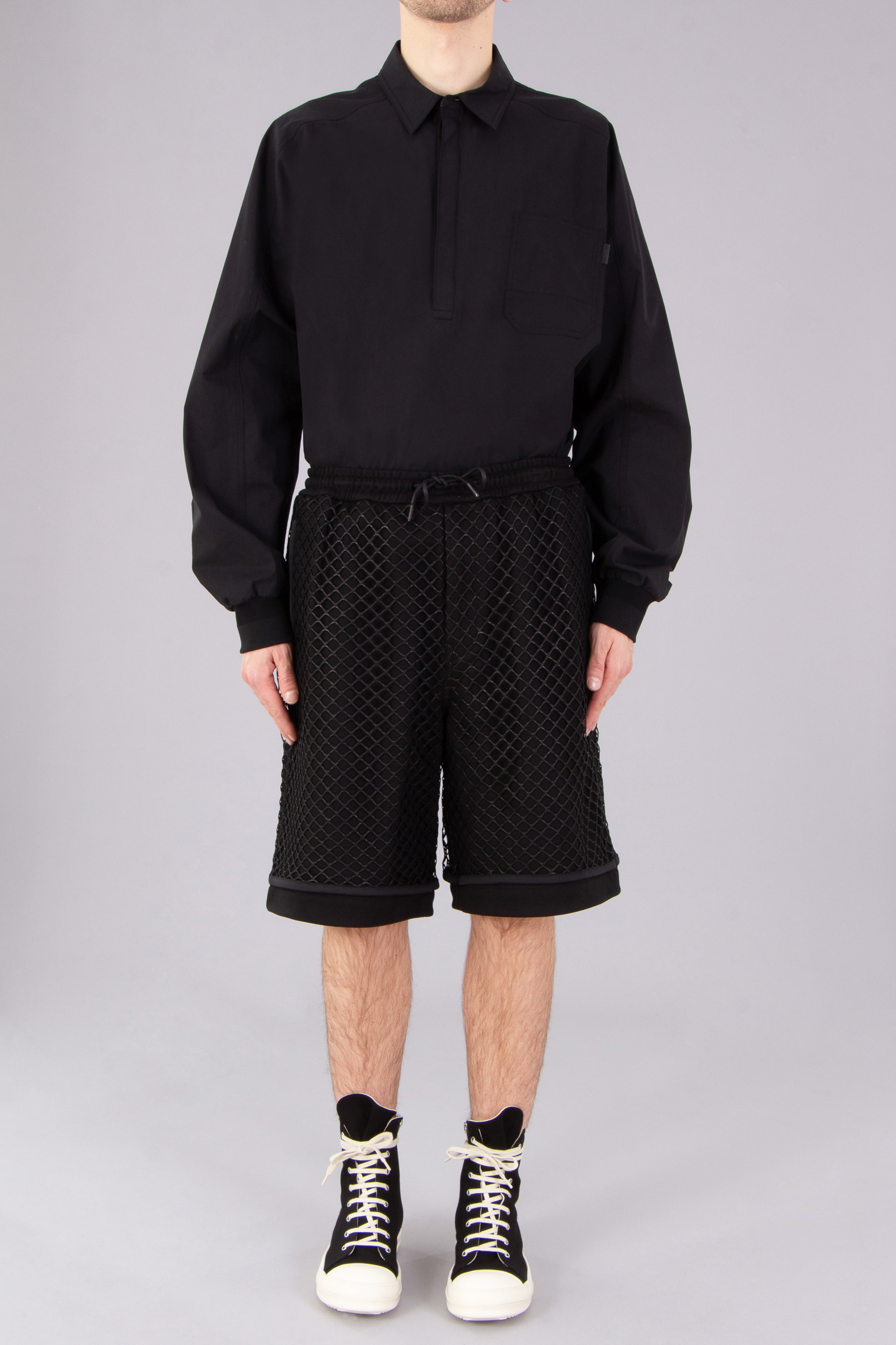 JUUN.J Wide Fit Netting Cotton Jersey Shorts JUUN.J Wide Fit Netting Cotton Jersey Shorts