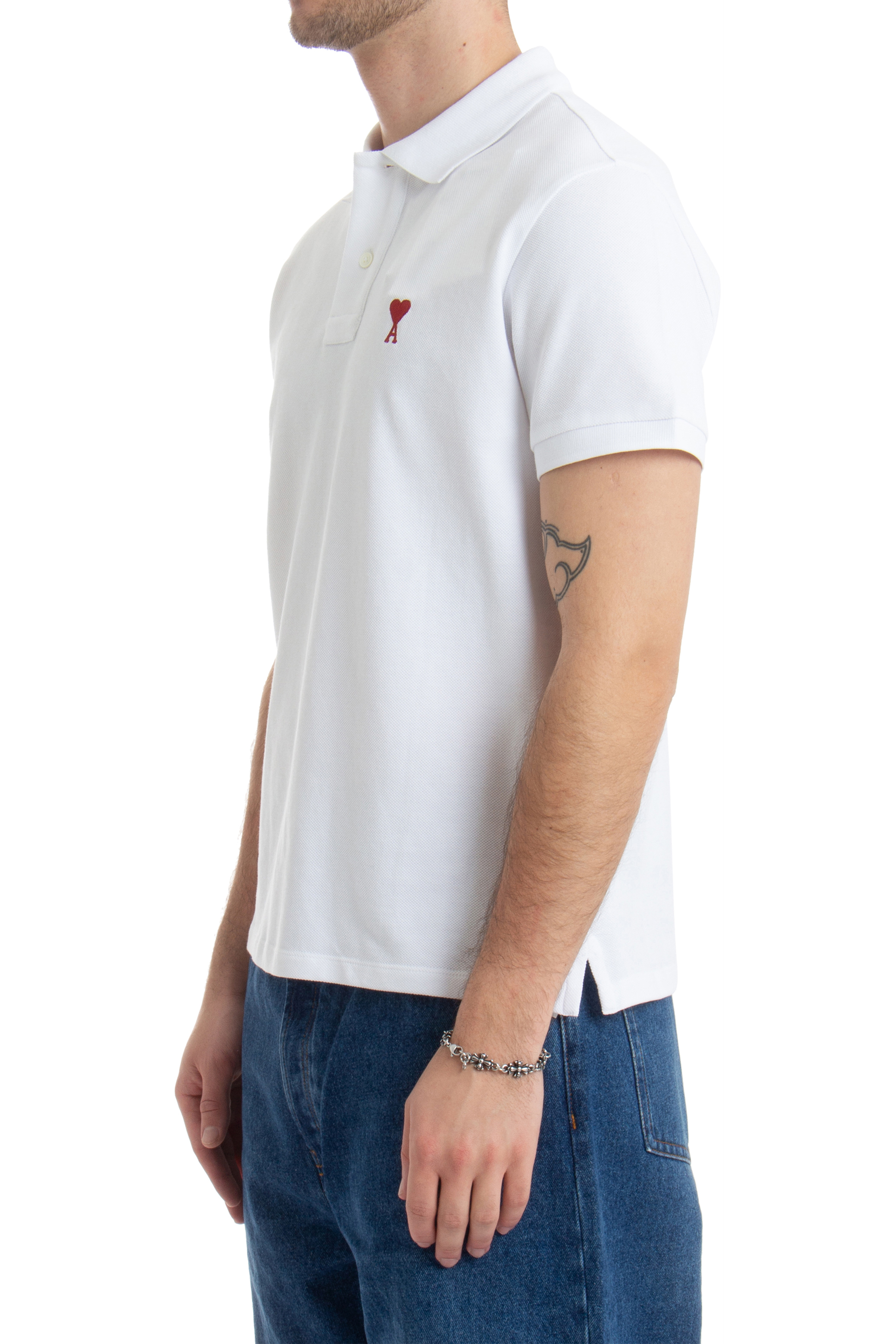 AMI PARIS Classic Fit Ami De Coeur Organic Cotton Piqué Polo Shirt AMI PARIS Classic Fit Ami De Coeur Organic Cotton Piqué Polo Shirt