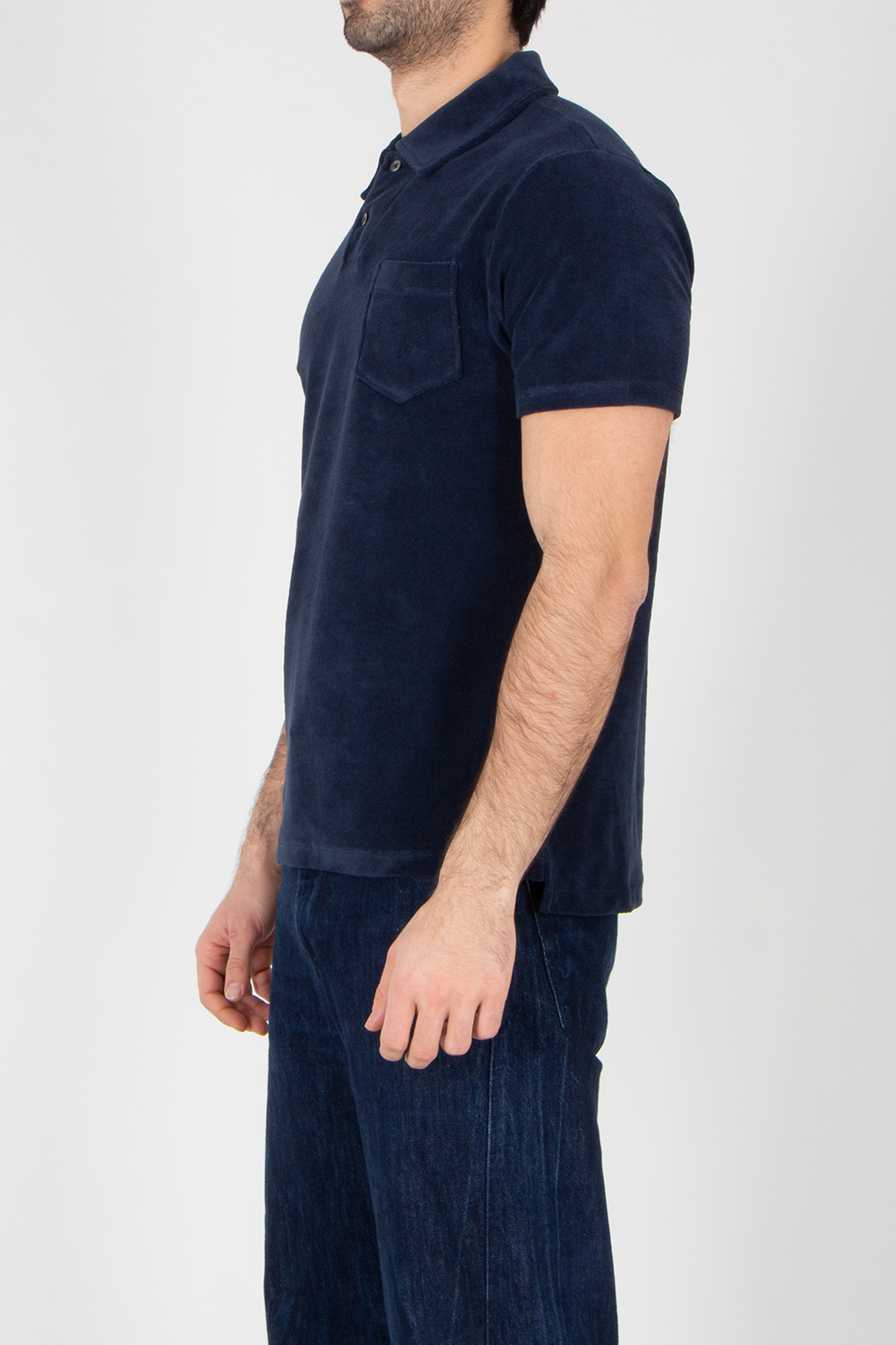 AURÉLIEN Slim Fit Cotton Blend Terry Polo Shirt