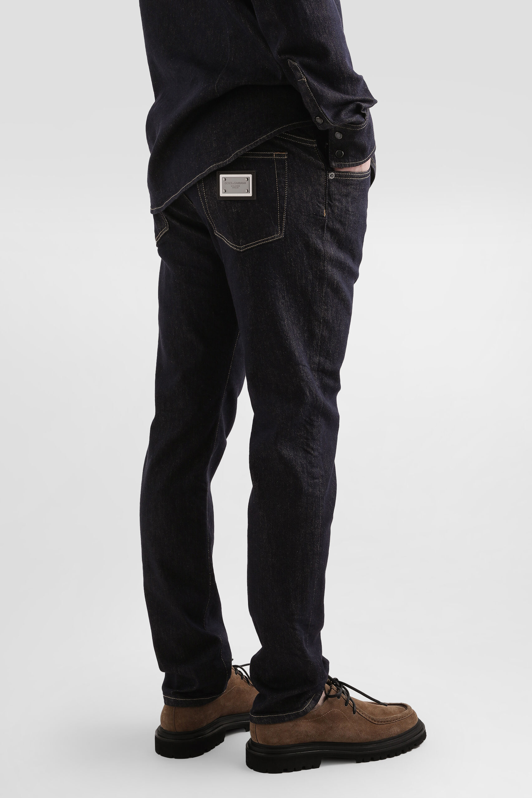 DOLCE & GABBANA Slim Fit Cotton Stretch Denim Jeans Hosen, Jeans, Schuh, Mann, Person