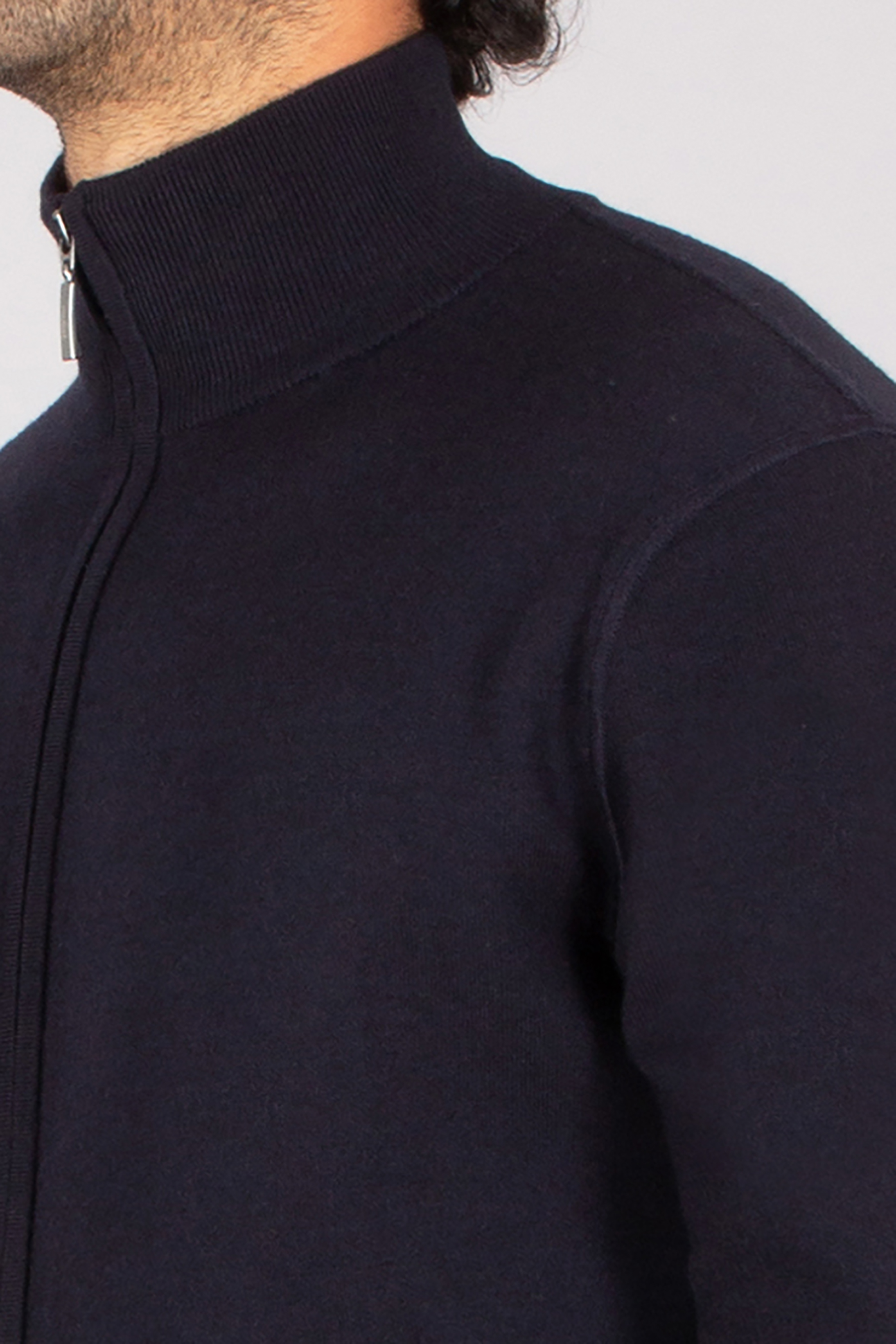 VAN LAACK Relaxed Fit Wool-Silk Stretch Blend Zip Cardigan Sanchio Vlies, Mantel, Jacke, Mann, Person