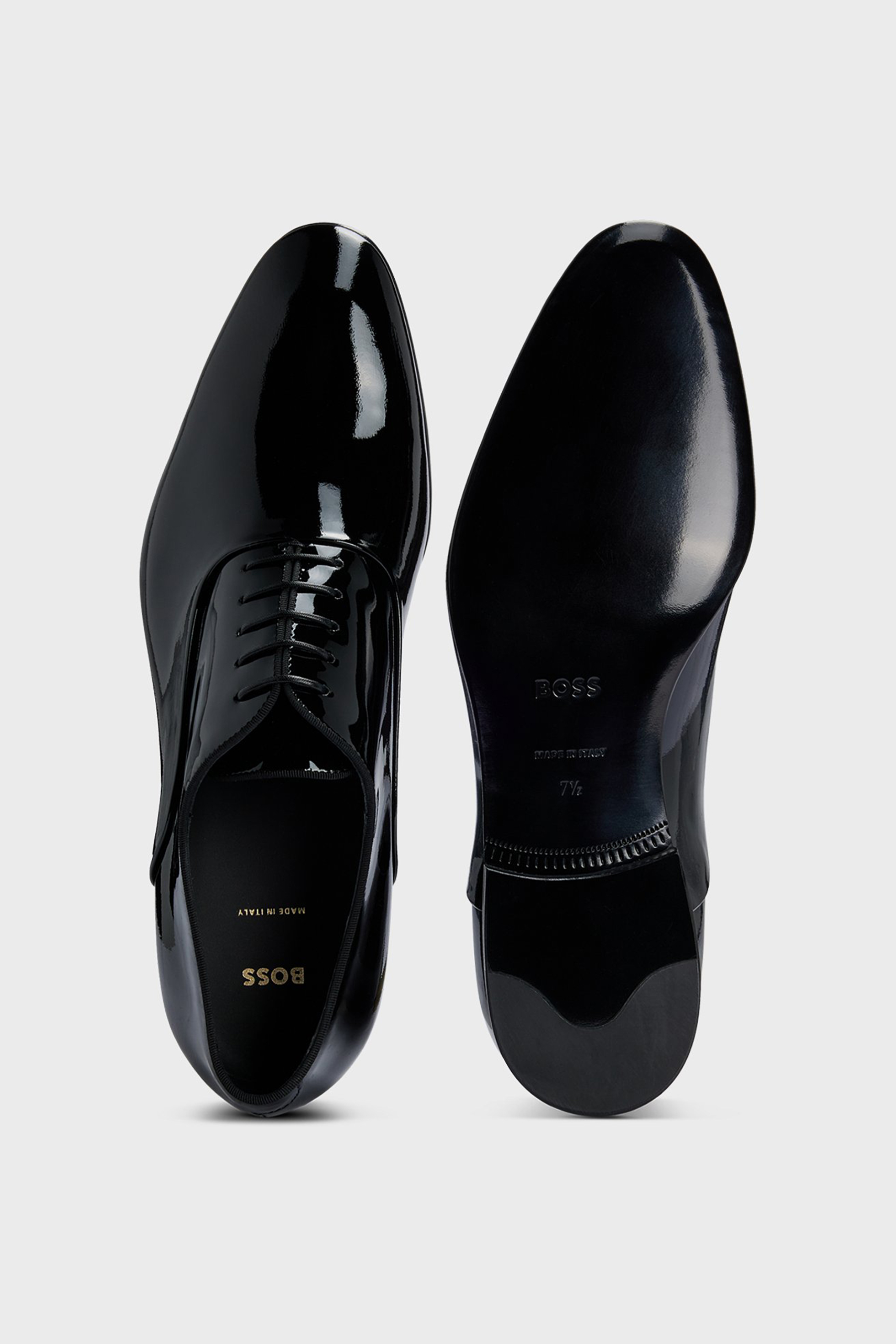 BOSS Patent Leather Oxford Shoes Evening Bekleidung, Schuhwerk, Schuh, Hoher Absatz, Turnschuh