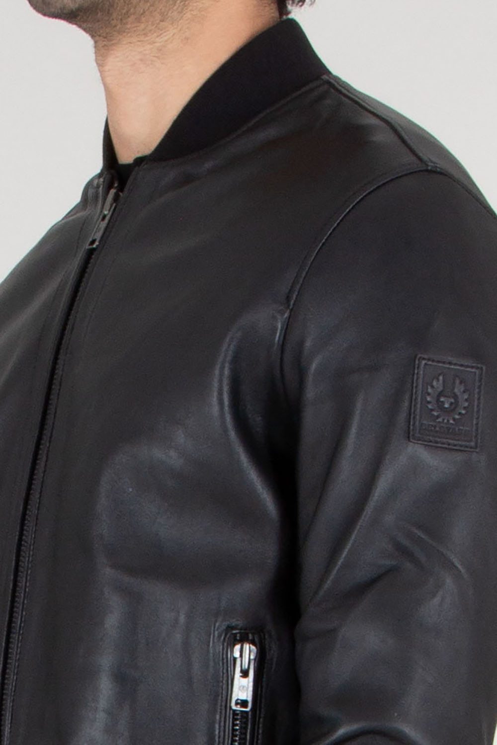 BELSTAFF Regular Fit Burnished Sheepskin Nappa Leather Bomber Jacket Landmark