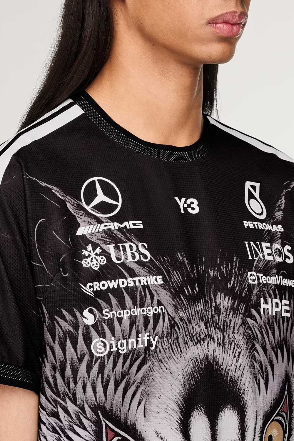 Y-3 x MERCEDES AMG PETRONAS Regular Fit Graphic Print Cotton T-Shirt